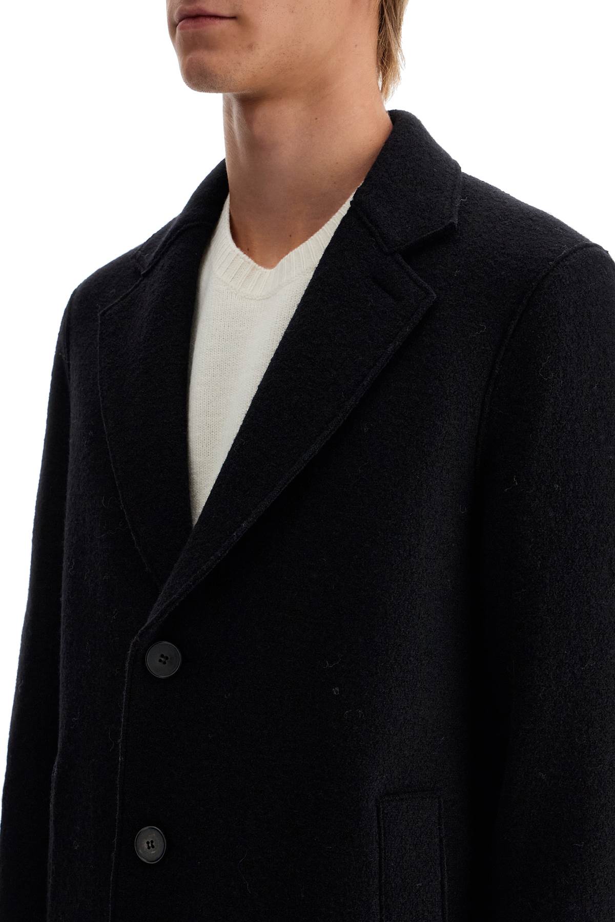 Shop Harris Wharf London Single-breasted Wool Coat In Boiled In Black