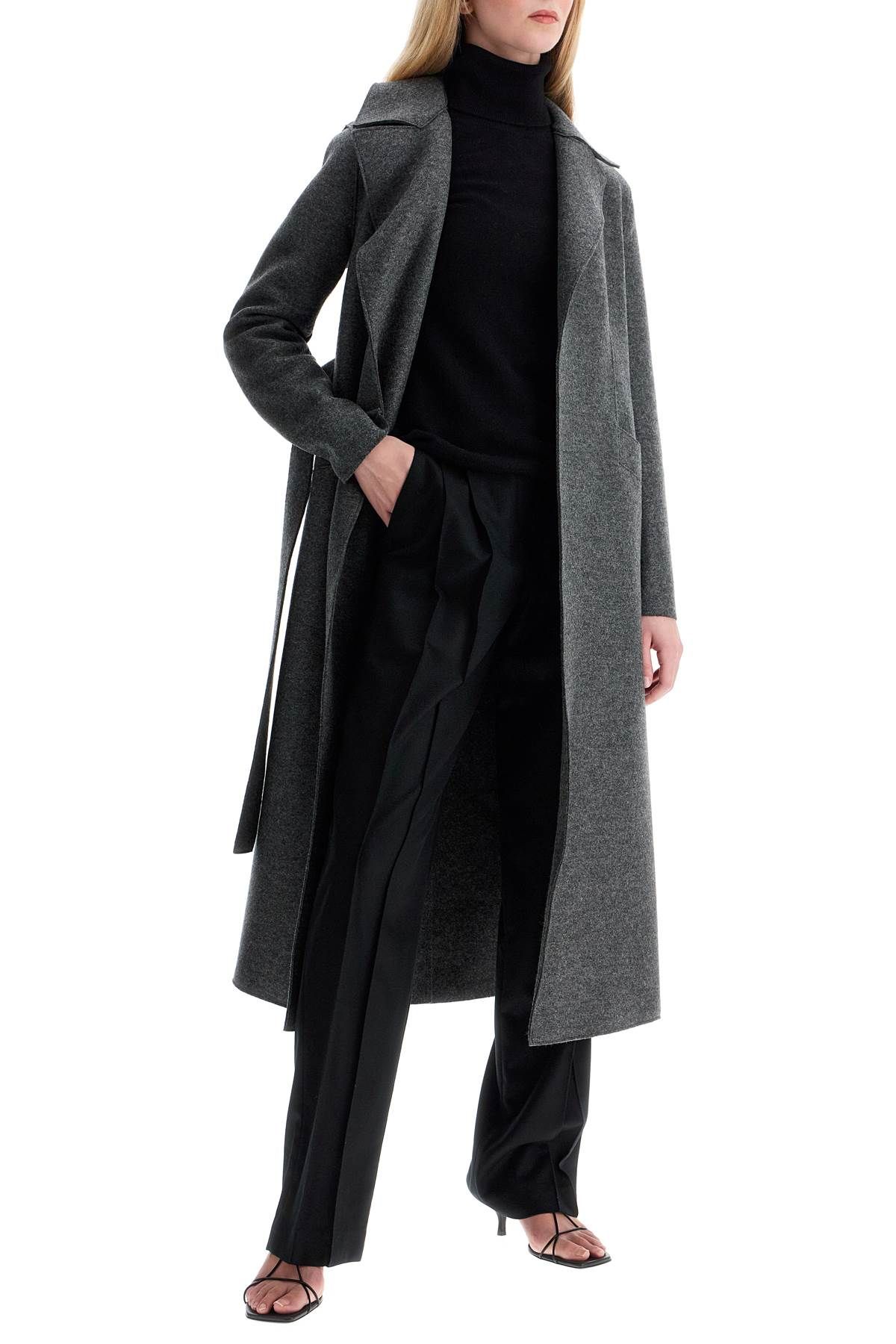 HARRIS WHARF LONDON LONG COAT IN PRESSED WOOL 