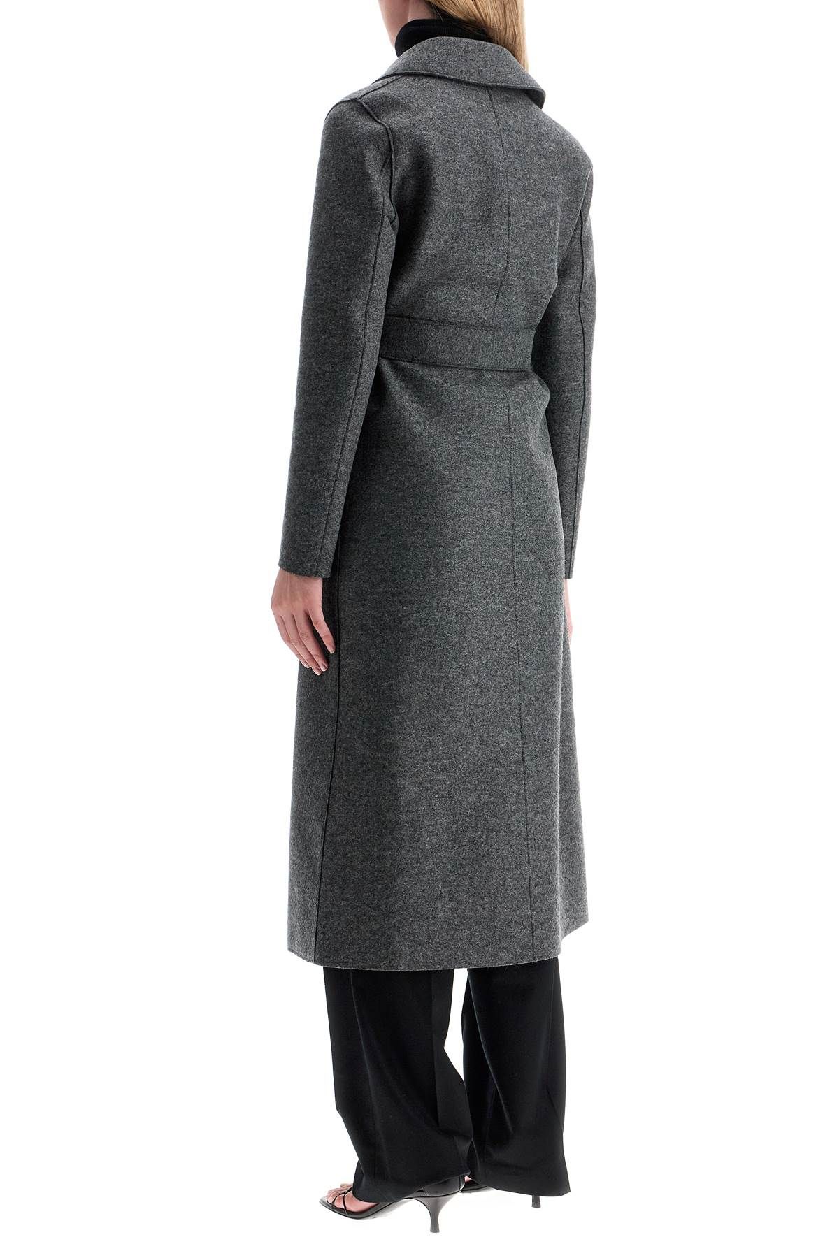 Shop Harris Wharf London Long Coat In Pressed Wool In Grey