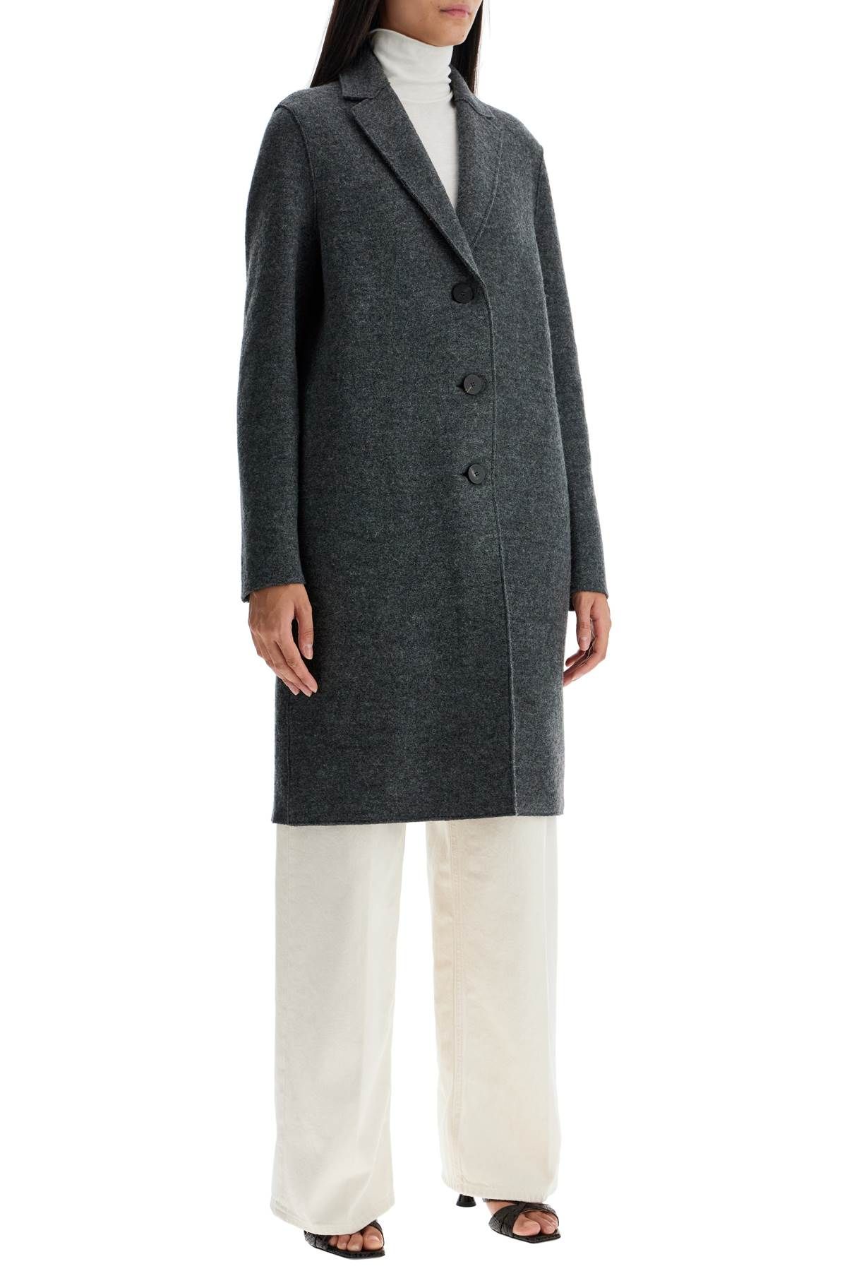 Shop Harris Wharf London Single-breasted Wool Coat In Boiled In Grey