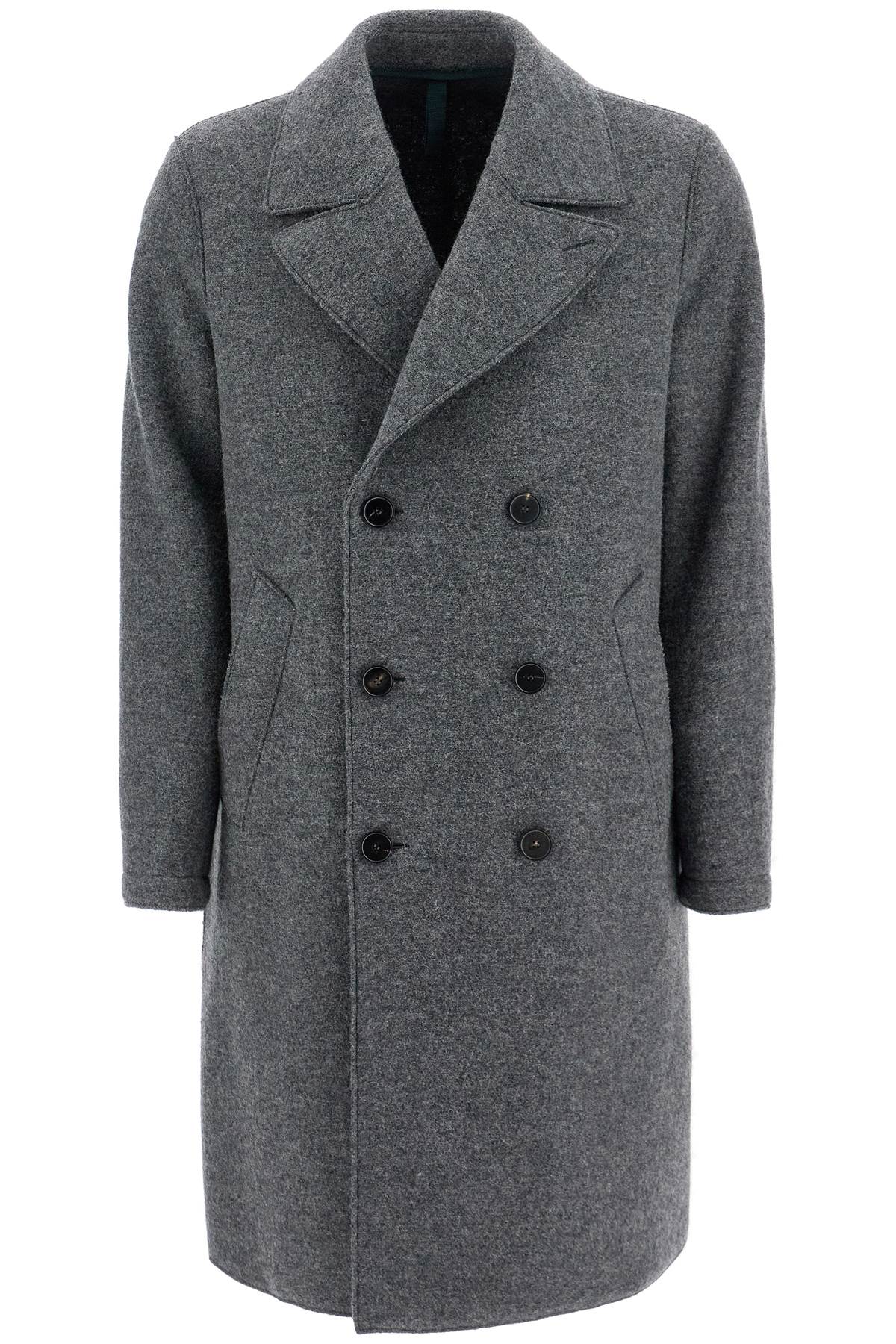 Shop Harris Wharf London Double-breasted Wool Coat In Boiled In Grey