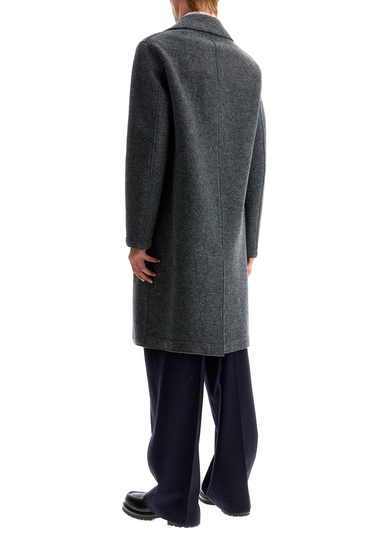 Shop Harris Wharf London Double-breasted Wool Coat In Boiled In Grey