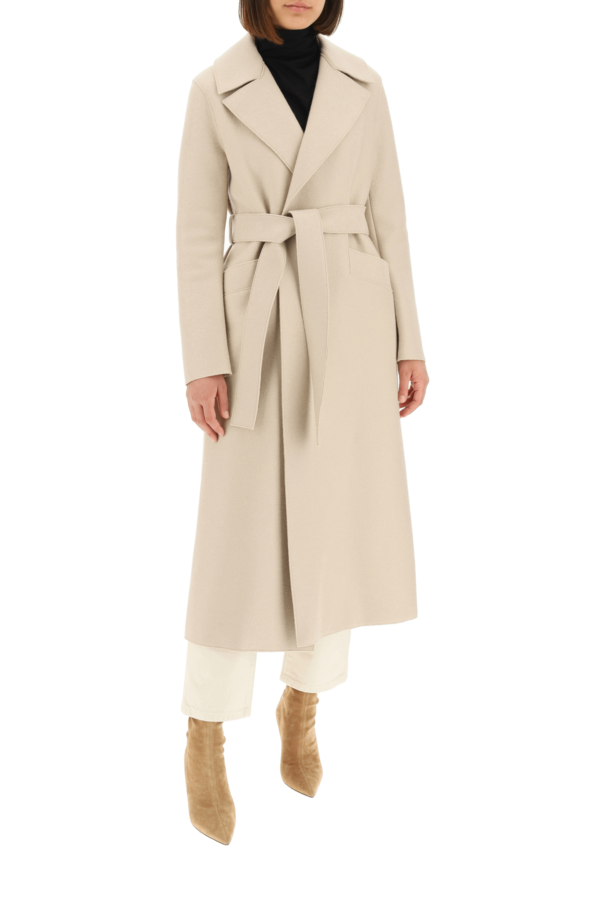 HARRIS WHARF LONDON LONG COAT IN PRESSED WOOL 