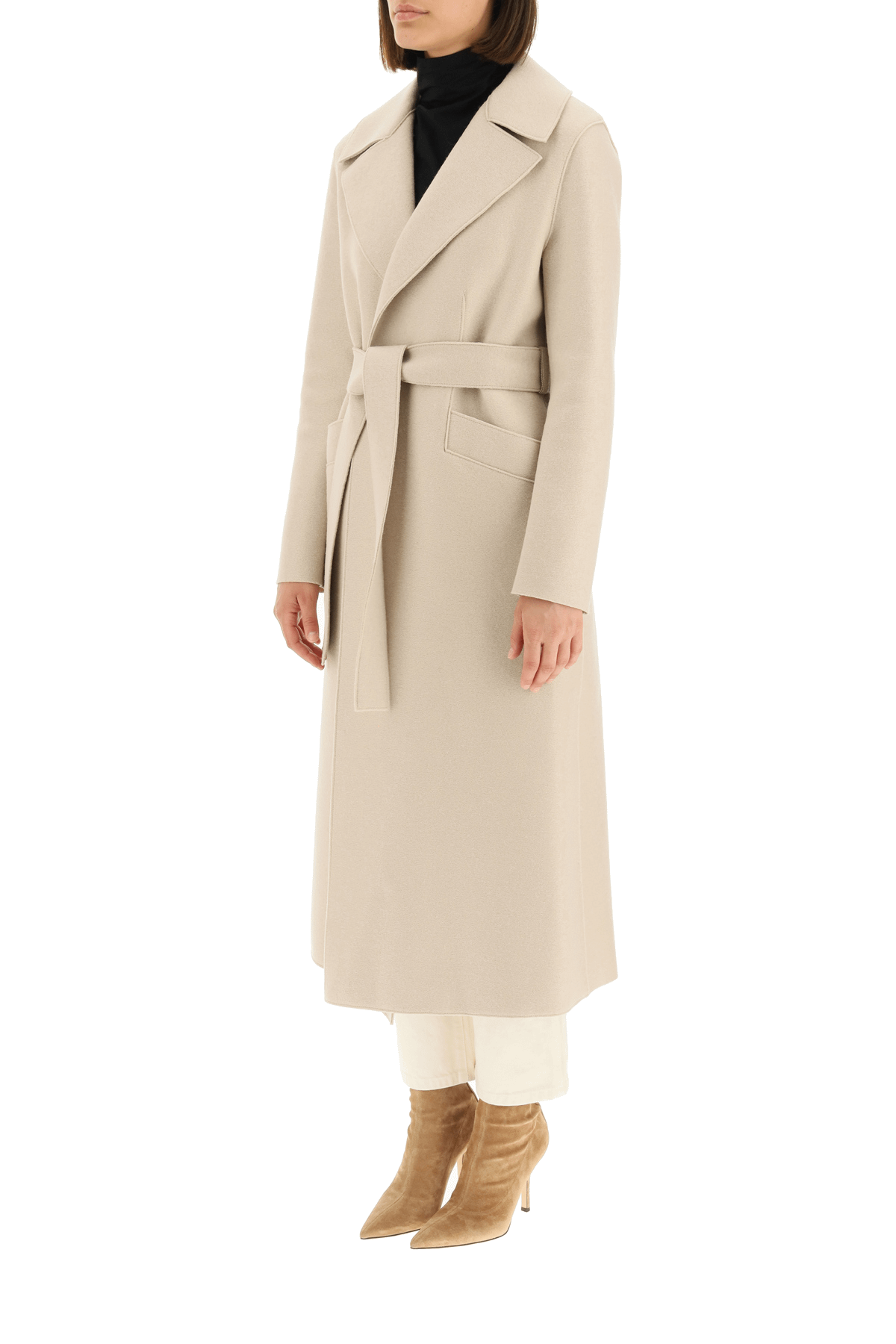 HARRIS WHARF LONDON LONG COAT IN PRESSED WOOL 