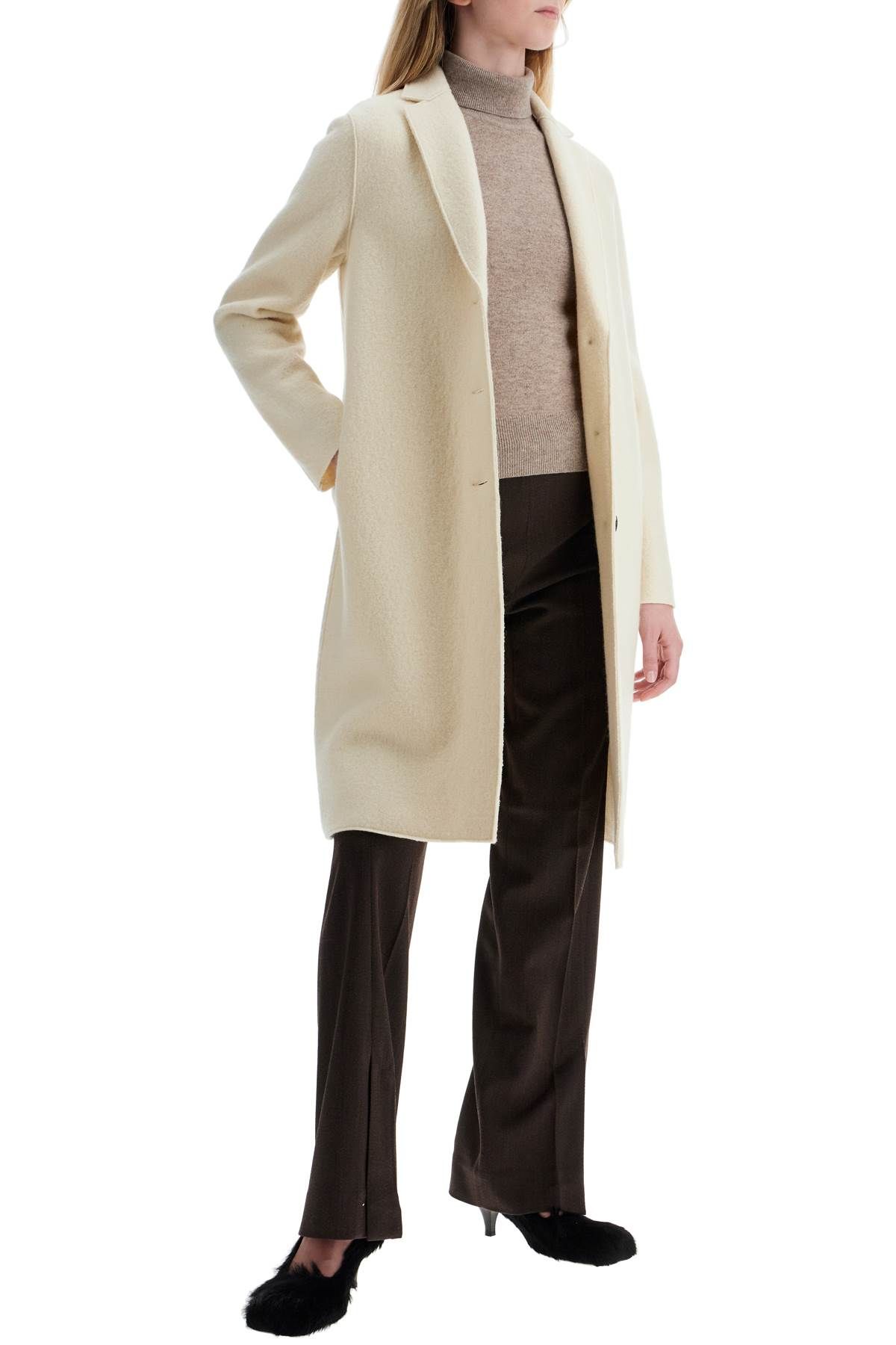 Shop Harris Wharf London Single-breasted Wool Coat In Boiled In White