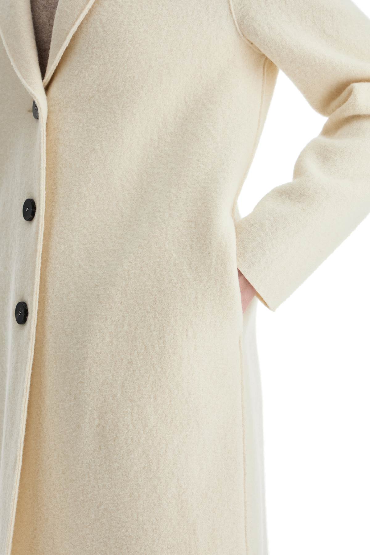 Shop Harris Wharf London Single-breasted Wool Coat In Boiled In White