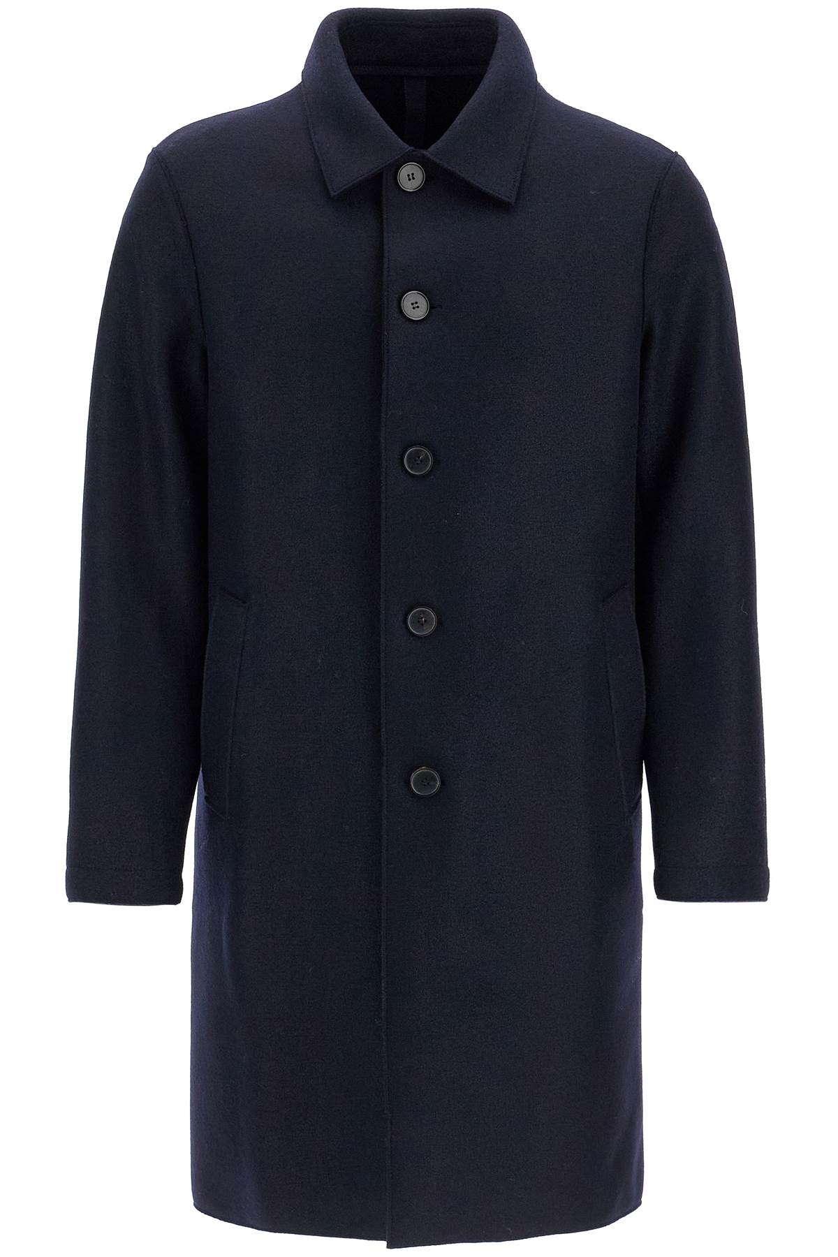 Shop Harris Wharf London Single-breasted Pressed Wool Coat In Blue