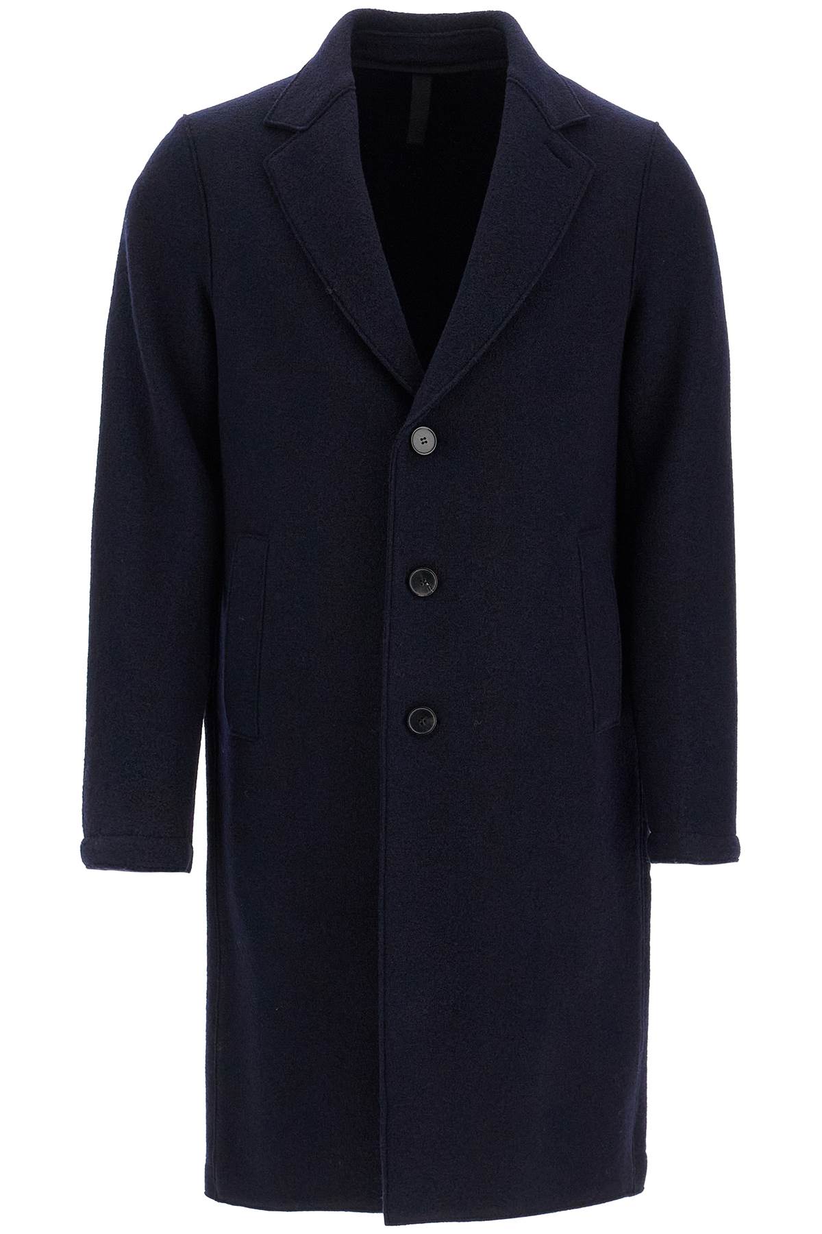 HARRIS WHARF LONDON SINGLE-BREASTED WOOL COAT IN BOILED 