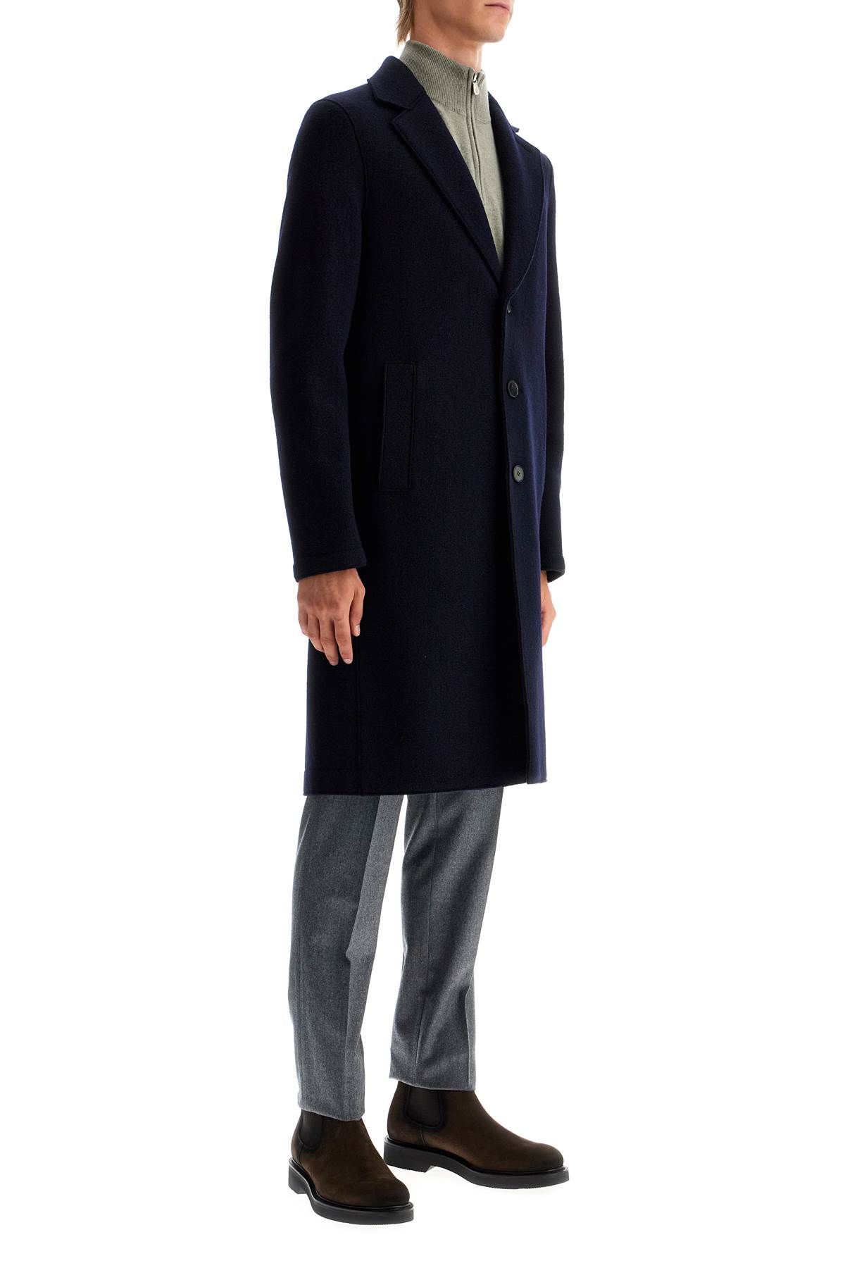 HARRIS WHARF LONDON SINGLE-BREASTED WOOL COAT IN BOILED 