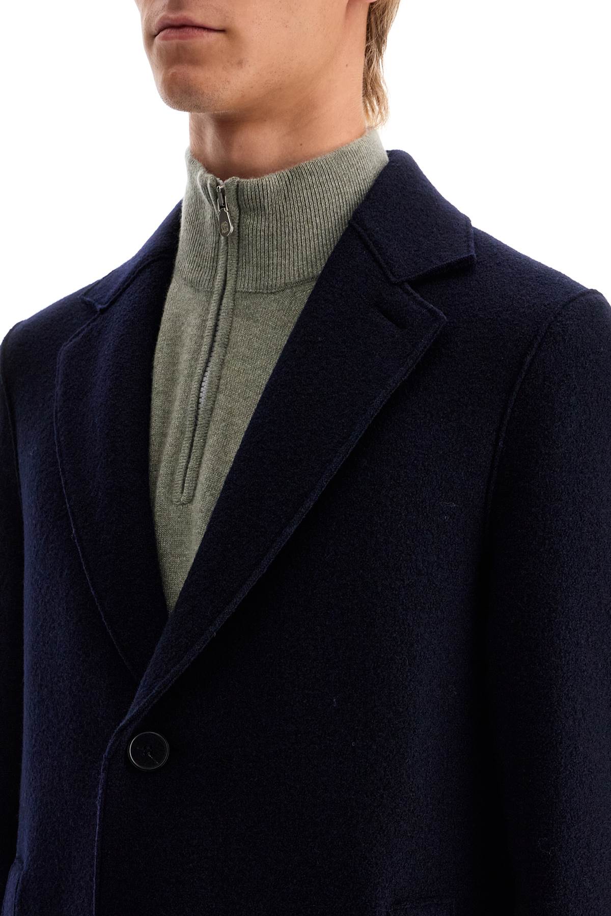 HARRIS WHARF LONDON SINGLE-BREASTED WOOL COAT IN BOILED 