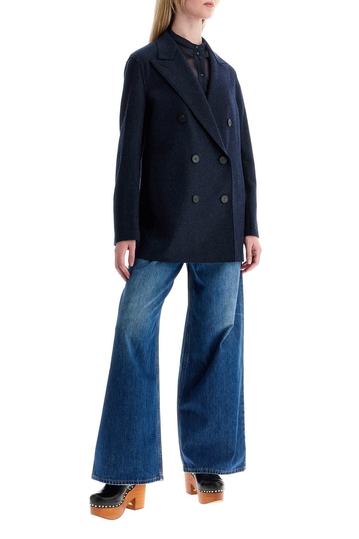 Shop Harris Wharf London Double-breasted Cashmere Coat In Blue