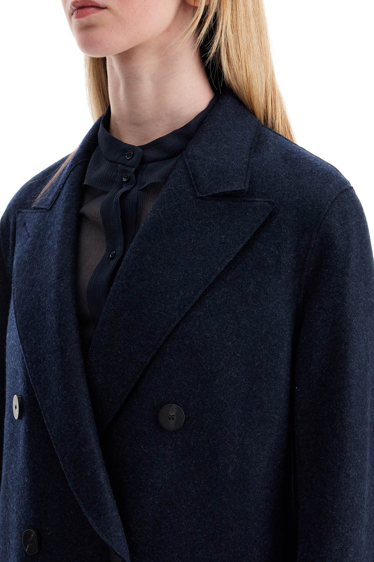 Shop Harris Wharf London Double-breasted Cashmere Coat In Blue