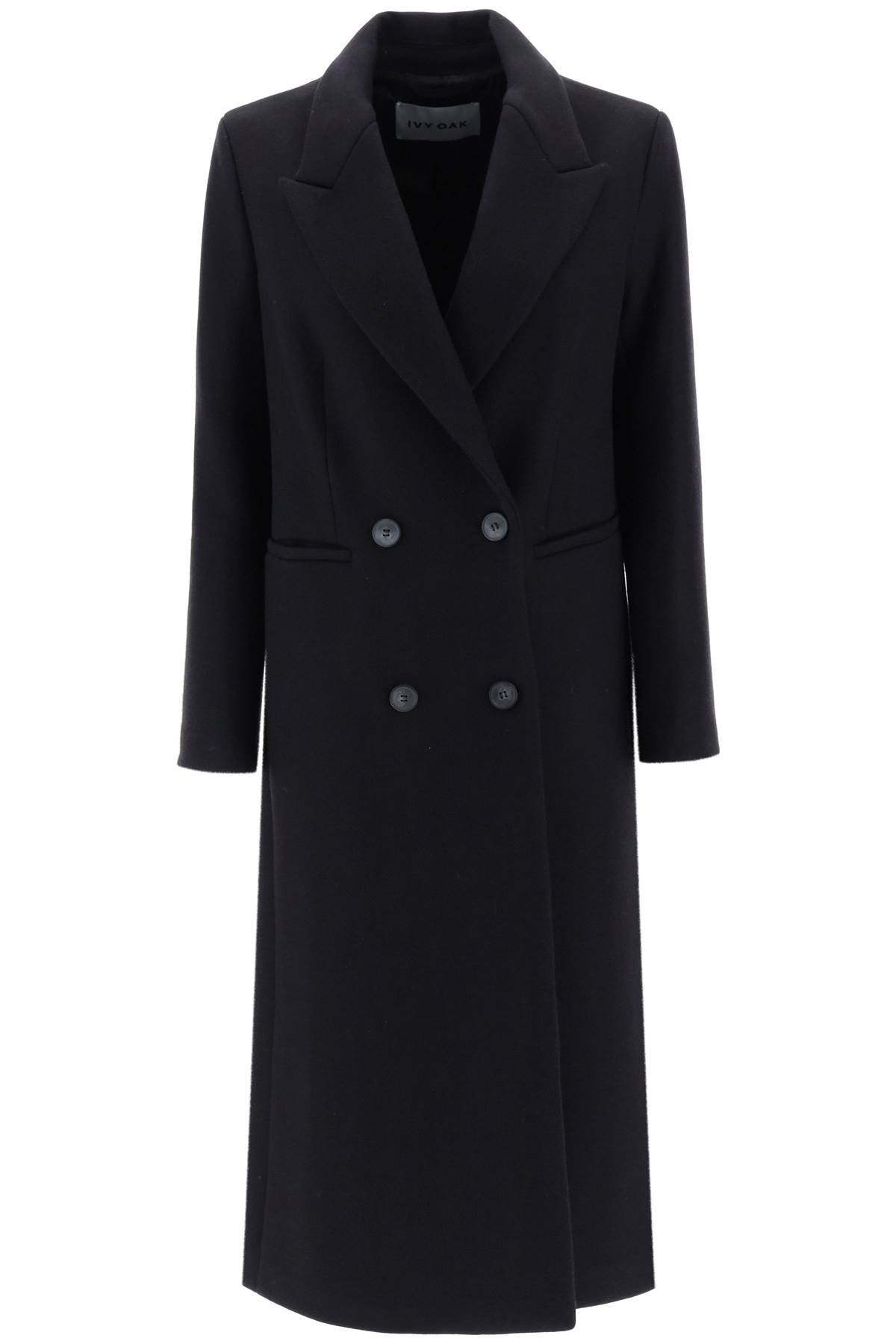 Shop Ivy & Oak Cayenne Double-breasted Wool Coat In Black