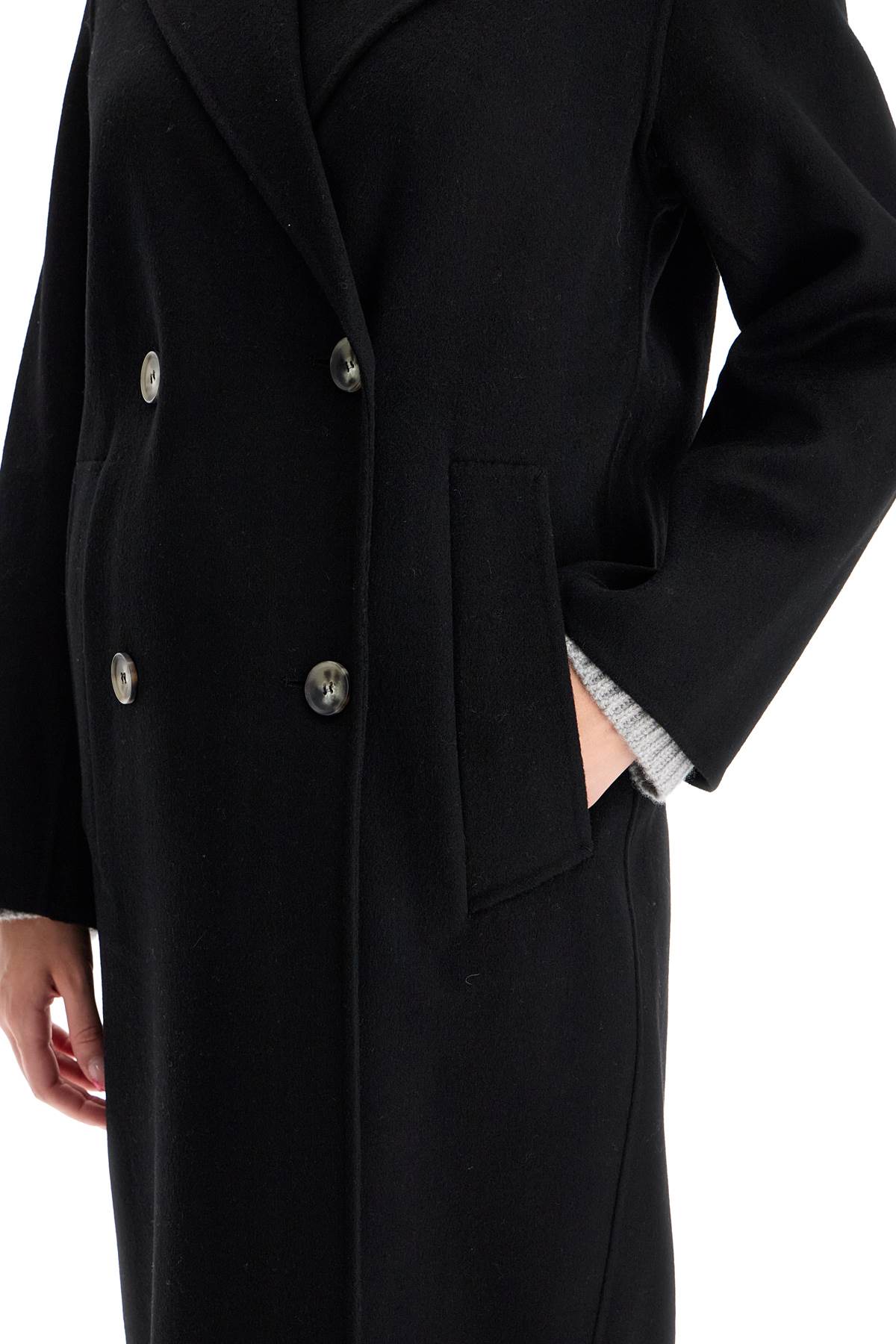 Shop Ivy & Oak Clara Double-breasted Wool Coat In Black