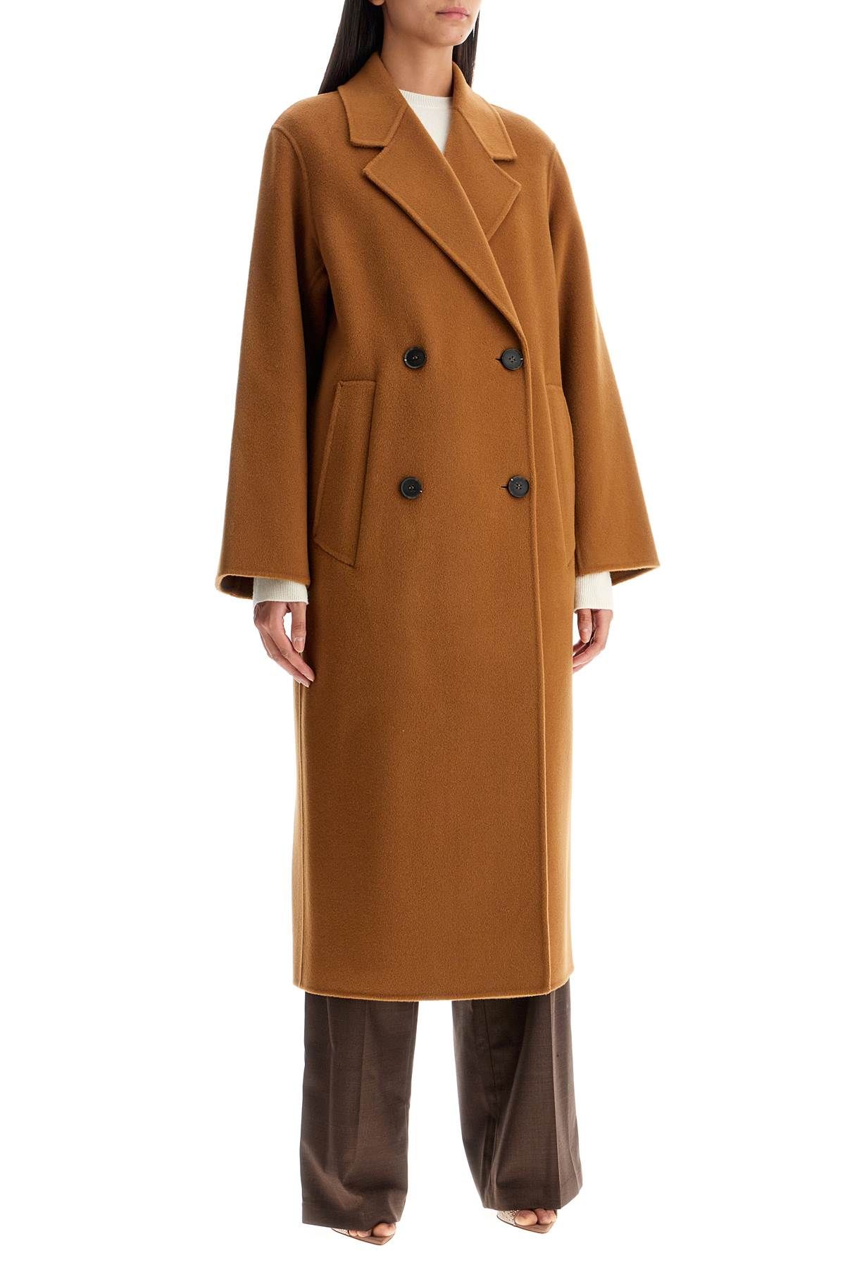 Shop Ivy & Oak Clara Double-breasted Wool Coat In Brown