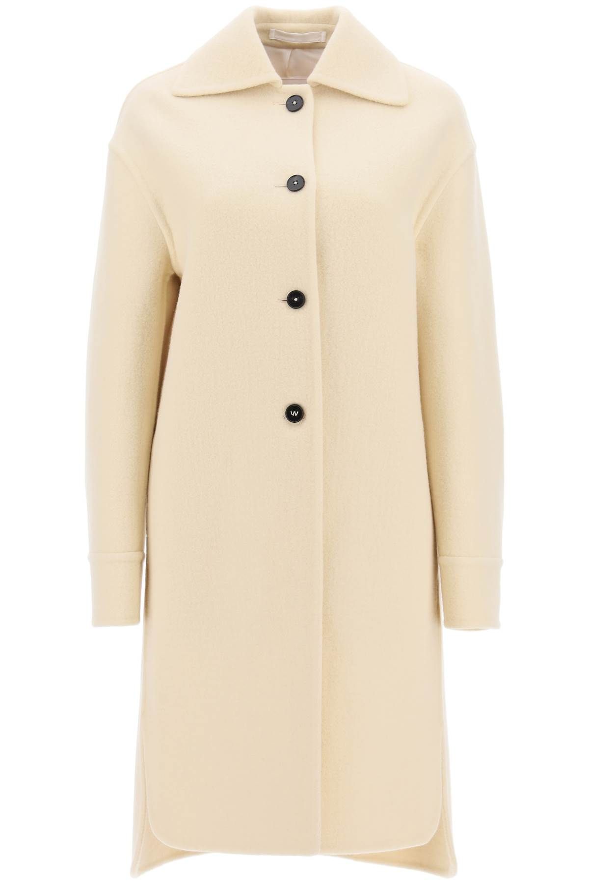 Shop Jil Sander Deconstructed Coat In Virgin Wool In Beige