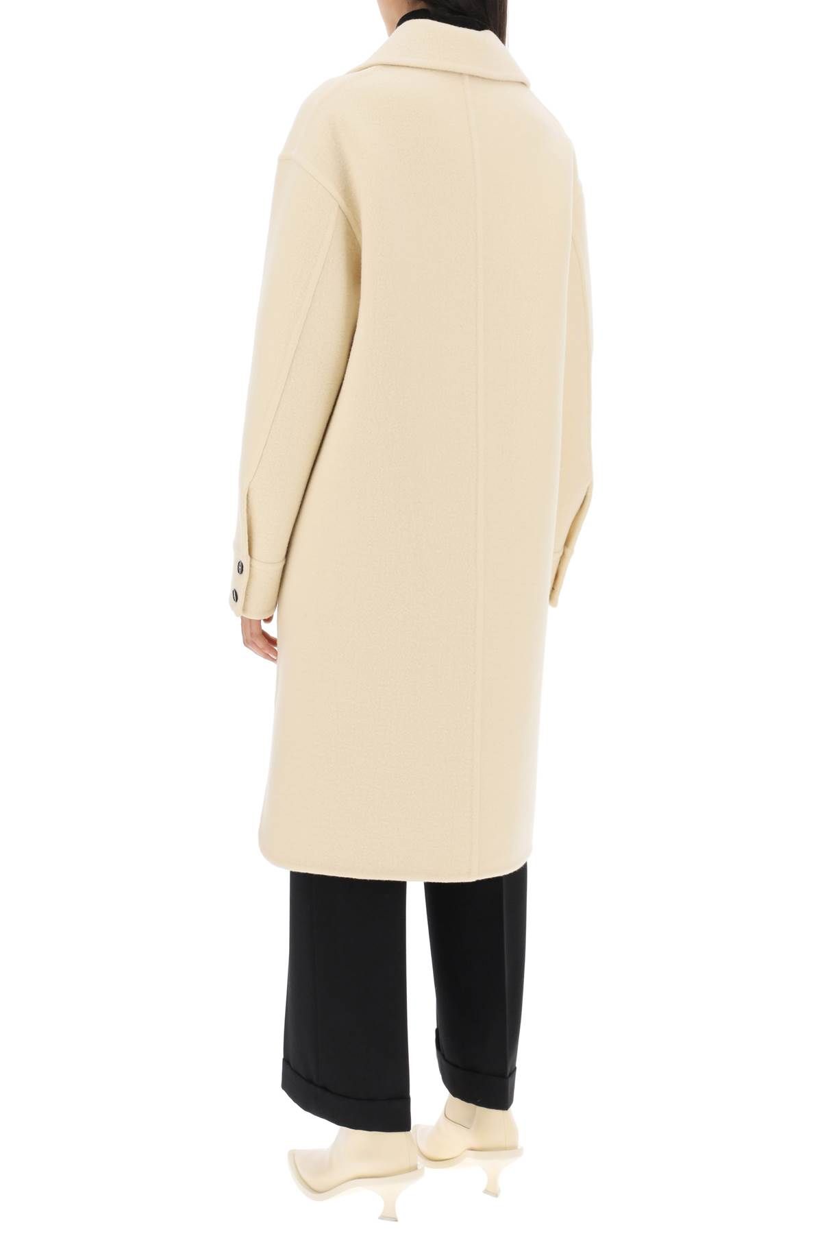 Shop Jil Sander Deconstructed Coat In Virgin Wool In Beige