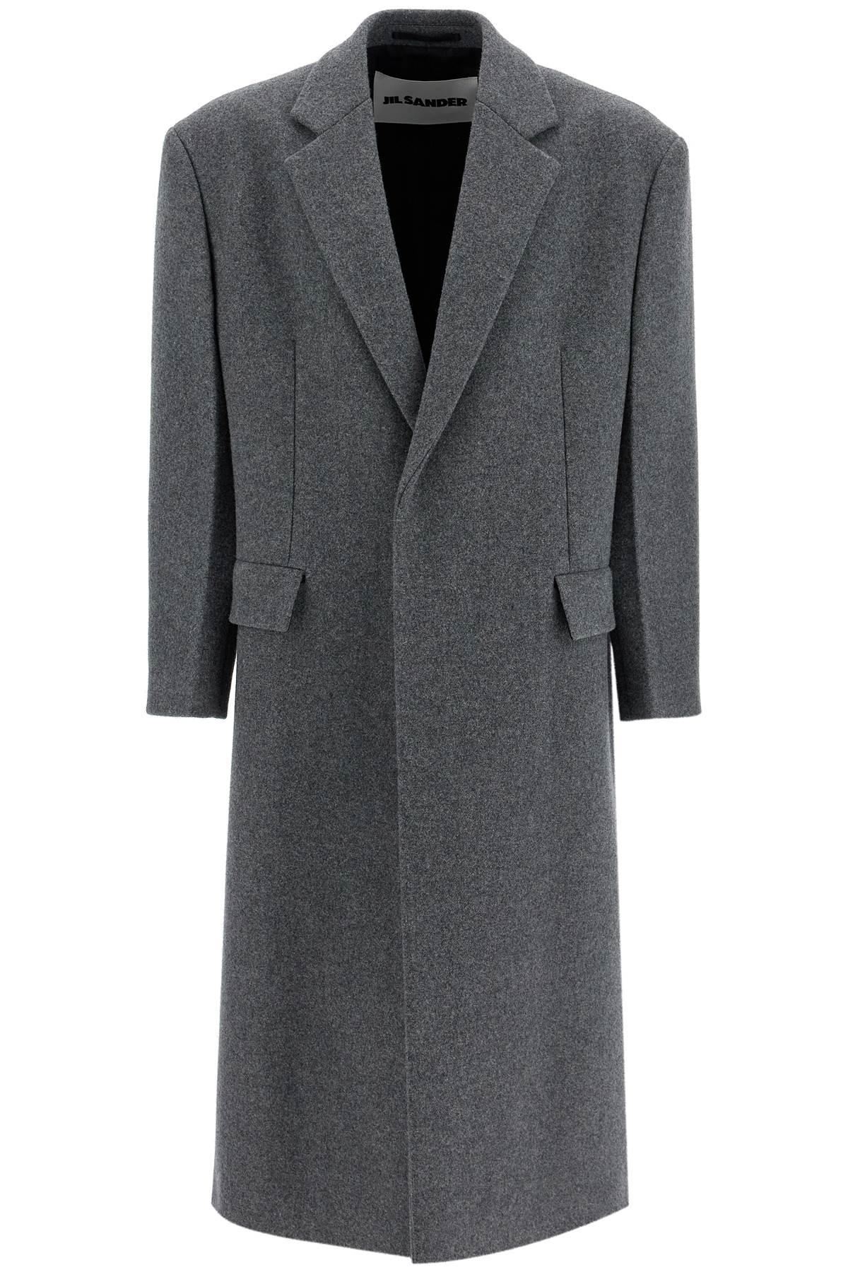 Shop Jil Sander Long Felted Wool Coat In Grey