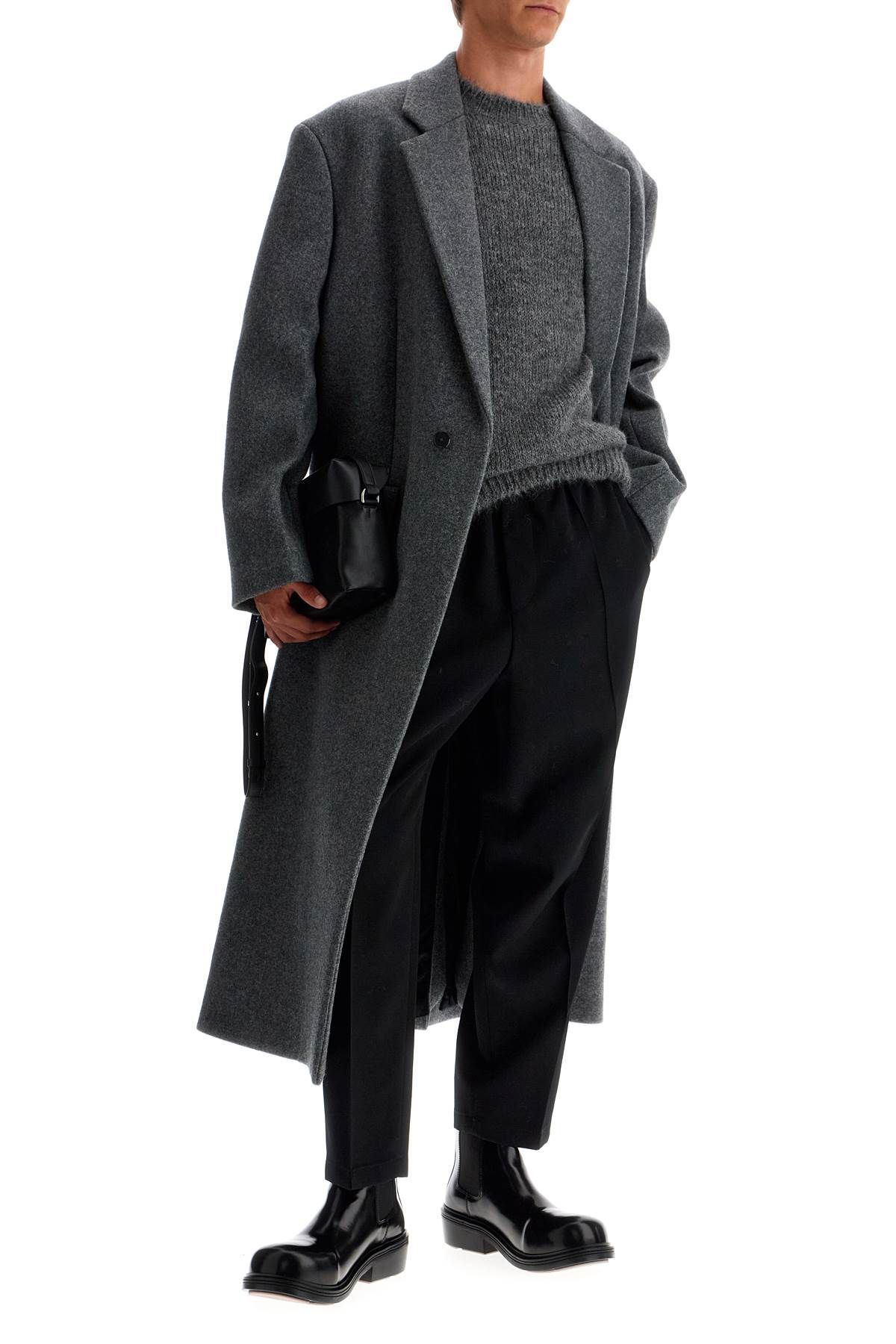 Shop Jil Sander Long Felted Wool Coat In Grey