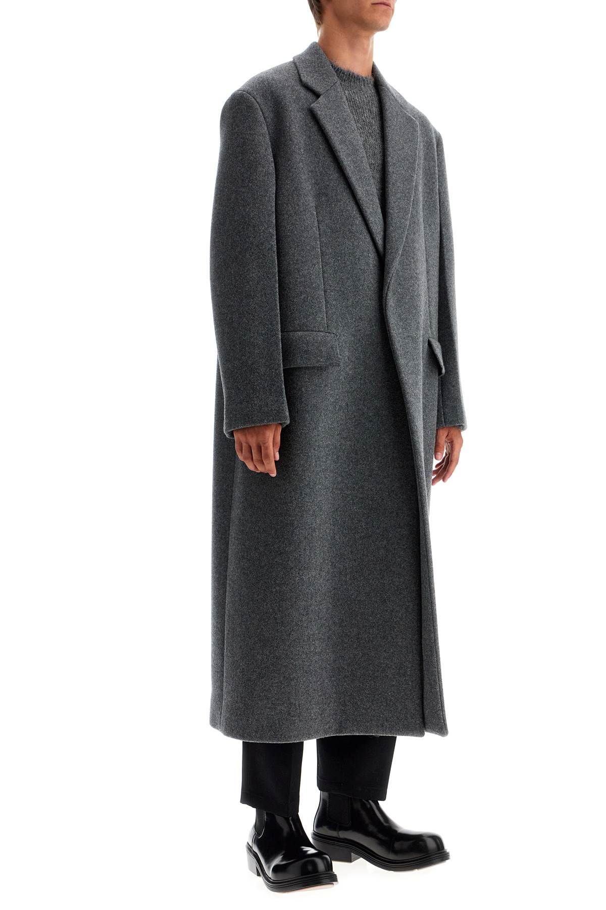 Shop Jil Sander Long Felted Wool Coat In Grey