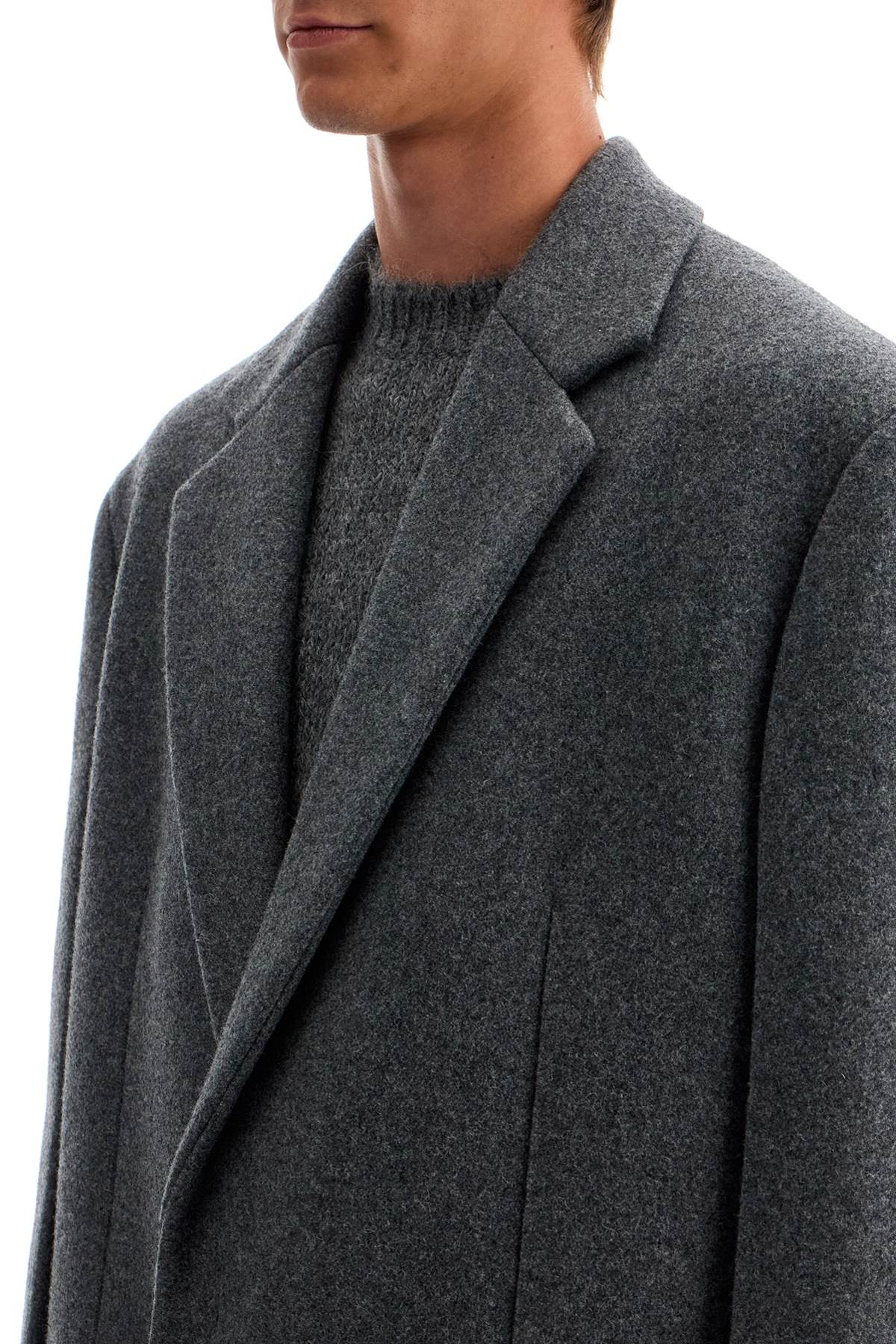 Shop Jil Sander Long Felted Wool Coat In Grey