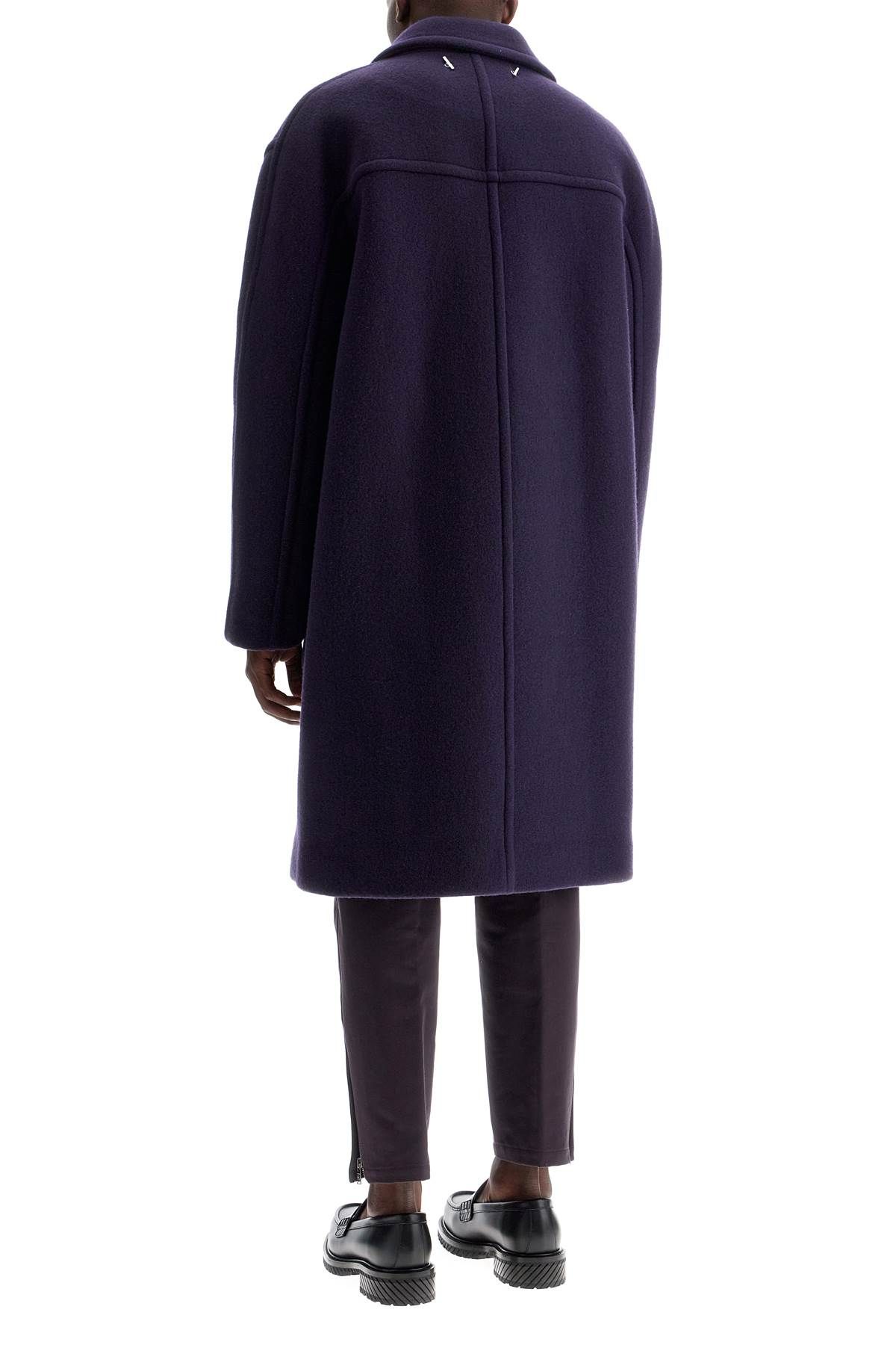 Shop Lanvin Double-breasted Heavy Wool Coat In Blue