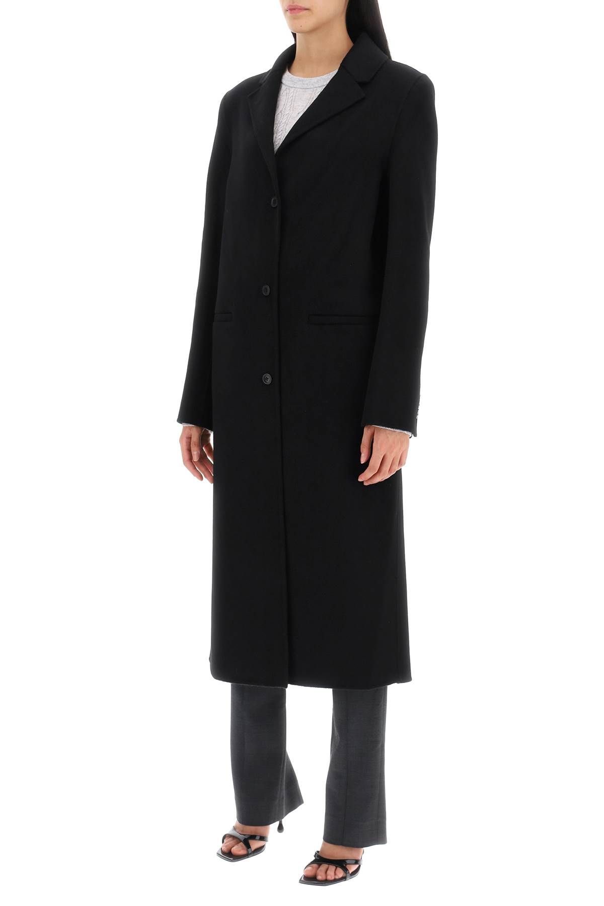 Shop Loulou Studio Mill Long Coat In Wool And Cashmere In Black