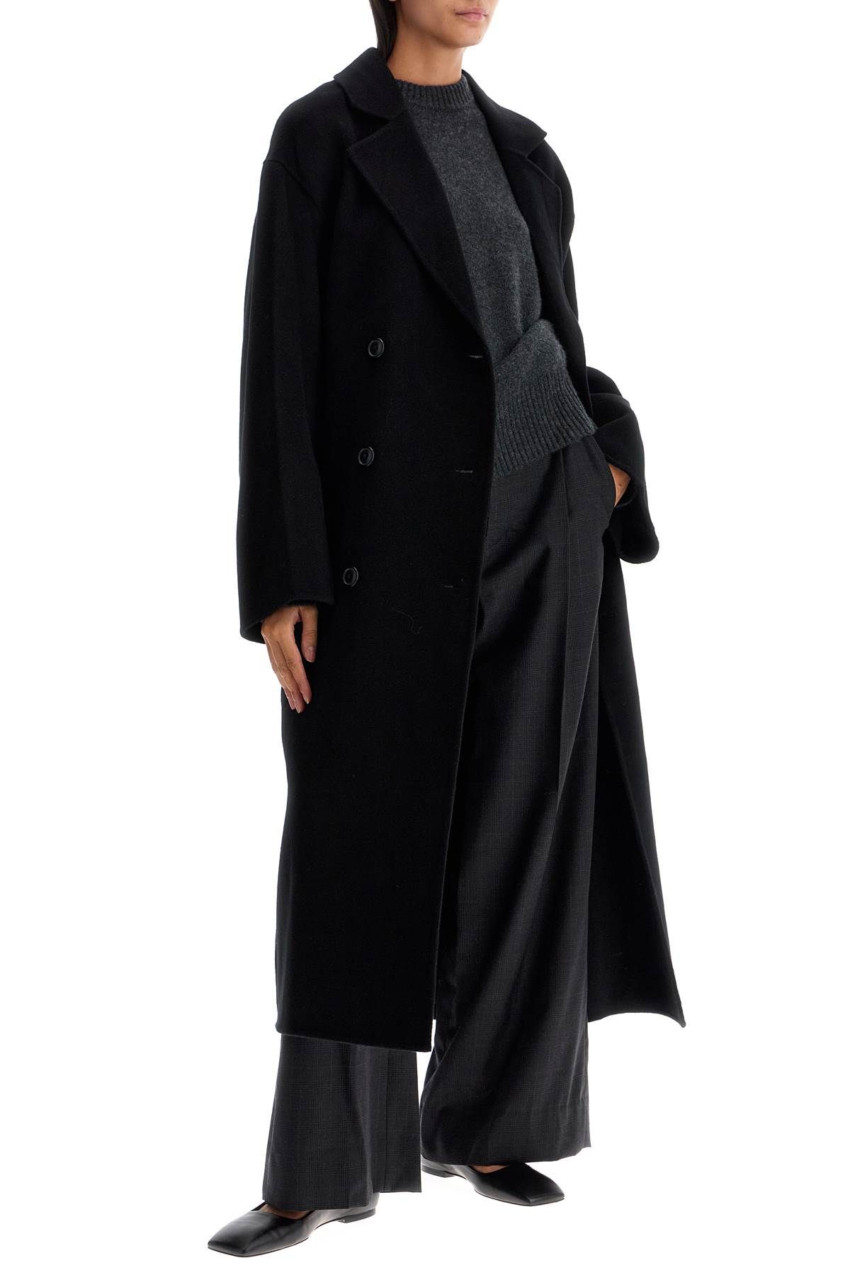 Shop Loulou Studio Long Wool And Cashmere Coat 'borne In Black