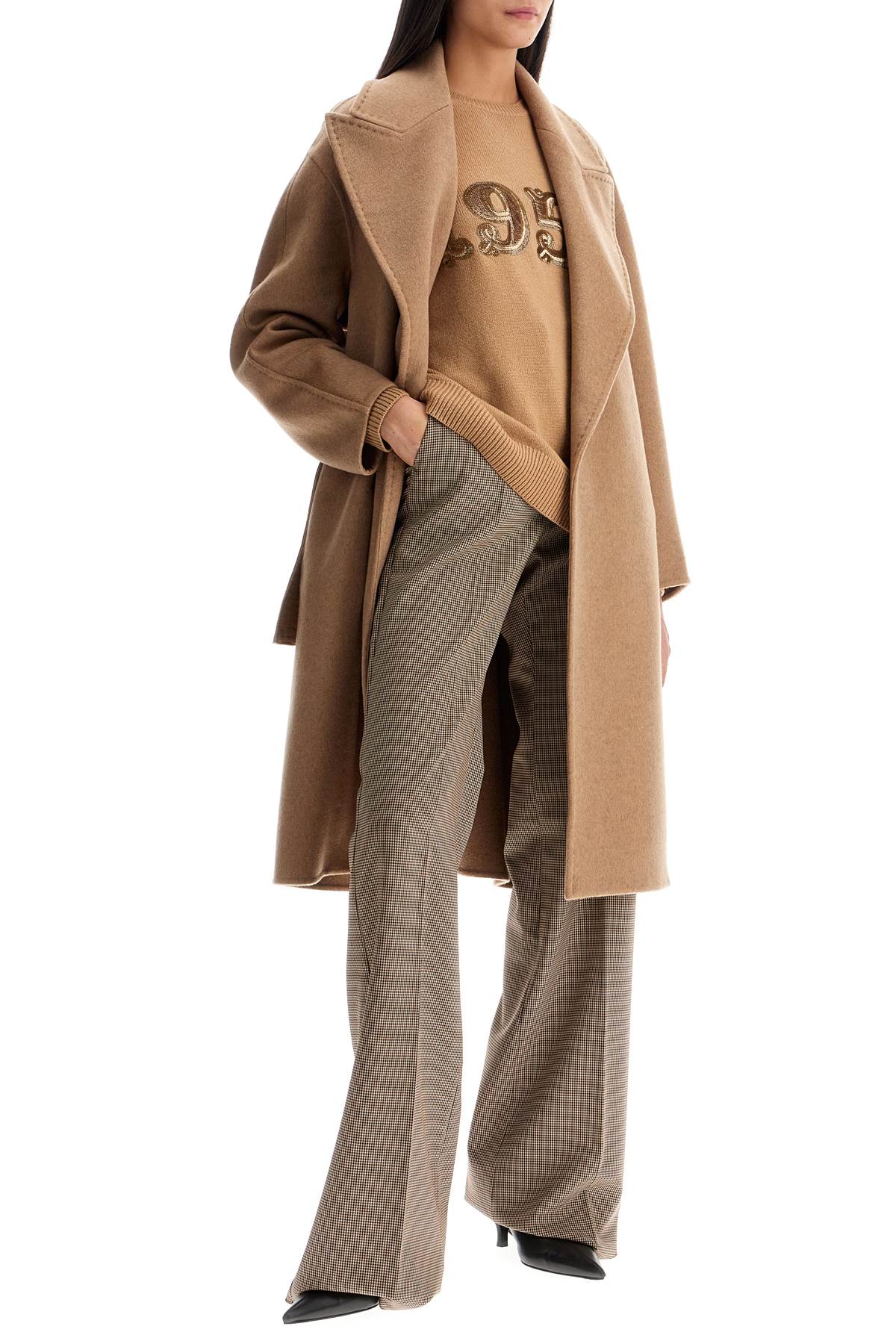 Shop Max Mara Cashmere Robe-style Coat With Eight In Beige