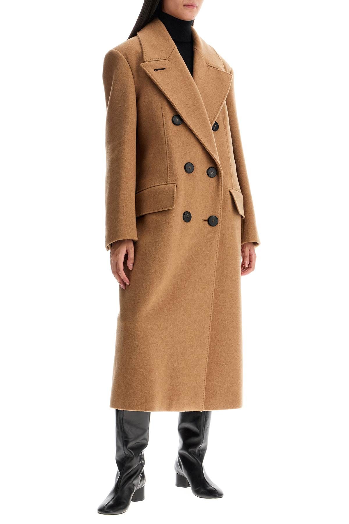 Shop Max Mara Double-breasted Cashmere And Camel Coat In Beige