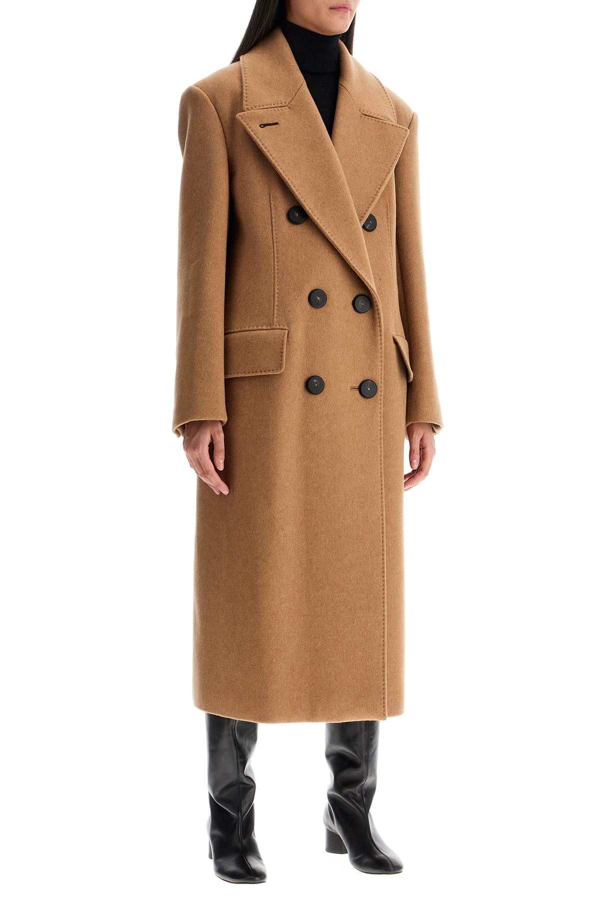 Shop Max Mara Double-breasted Cashmere And Camel Coat In Beige