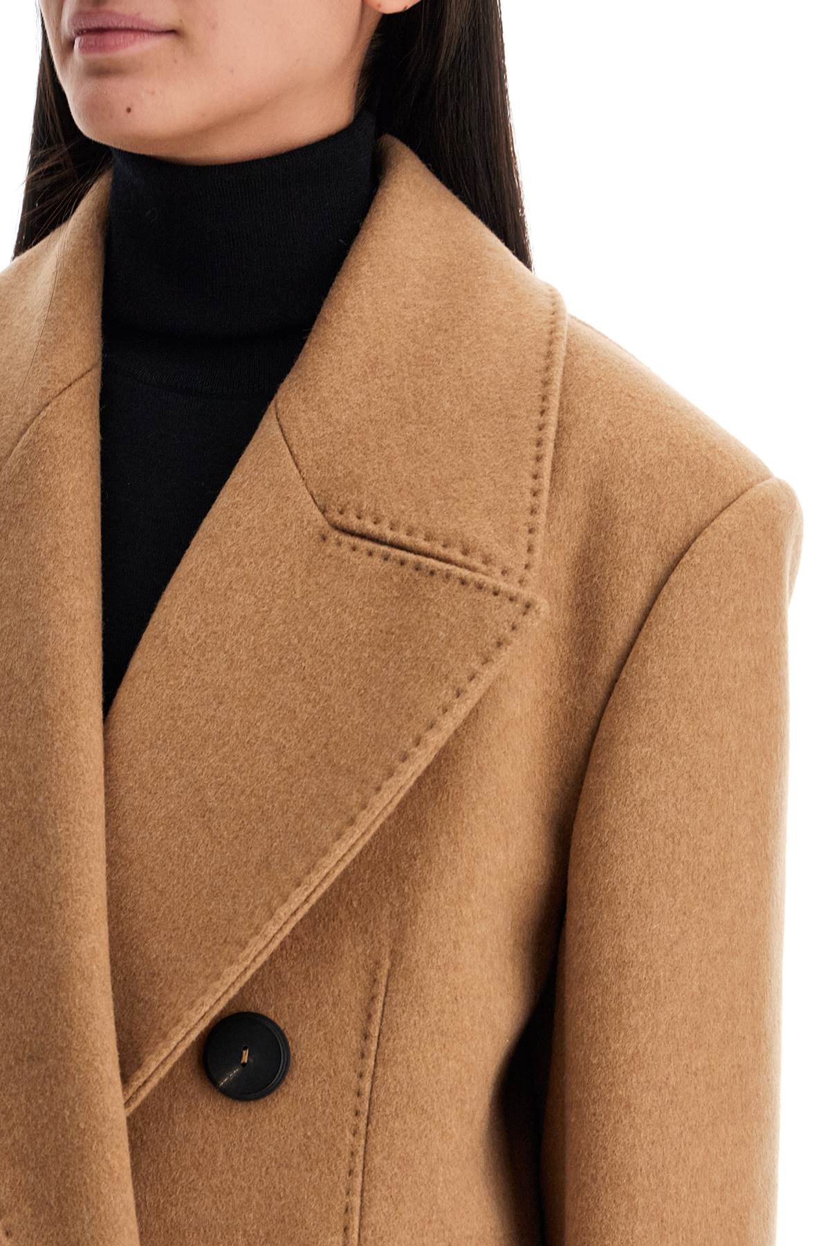 Shop Max Mara Double-breasted Cashmere And Camel Coat In Beige