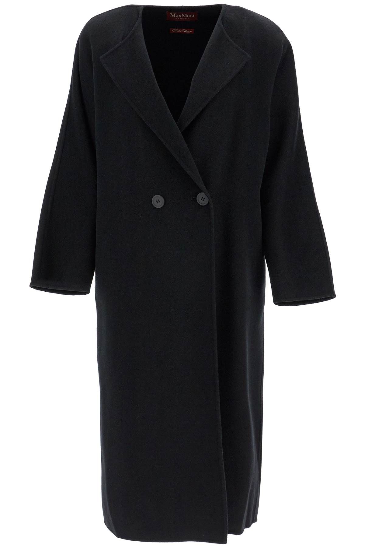 Shop Max Mara -breasted Wool Coat In Black