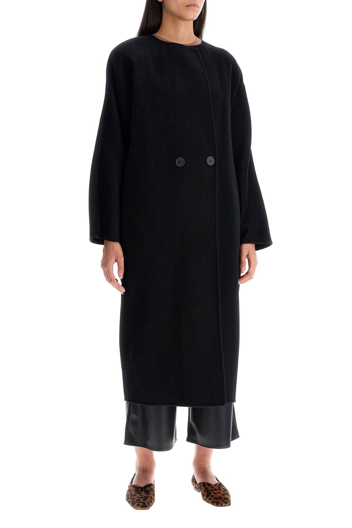 Shop Max Mara -breasted Wool Coat In Black