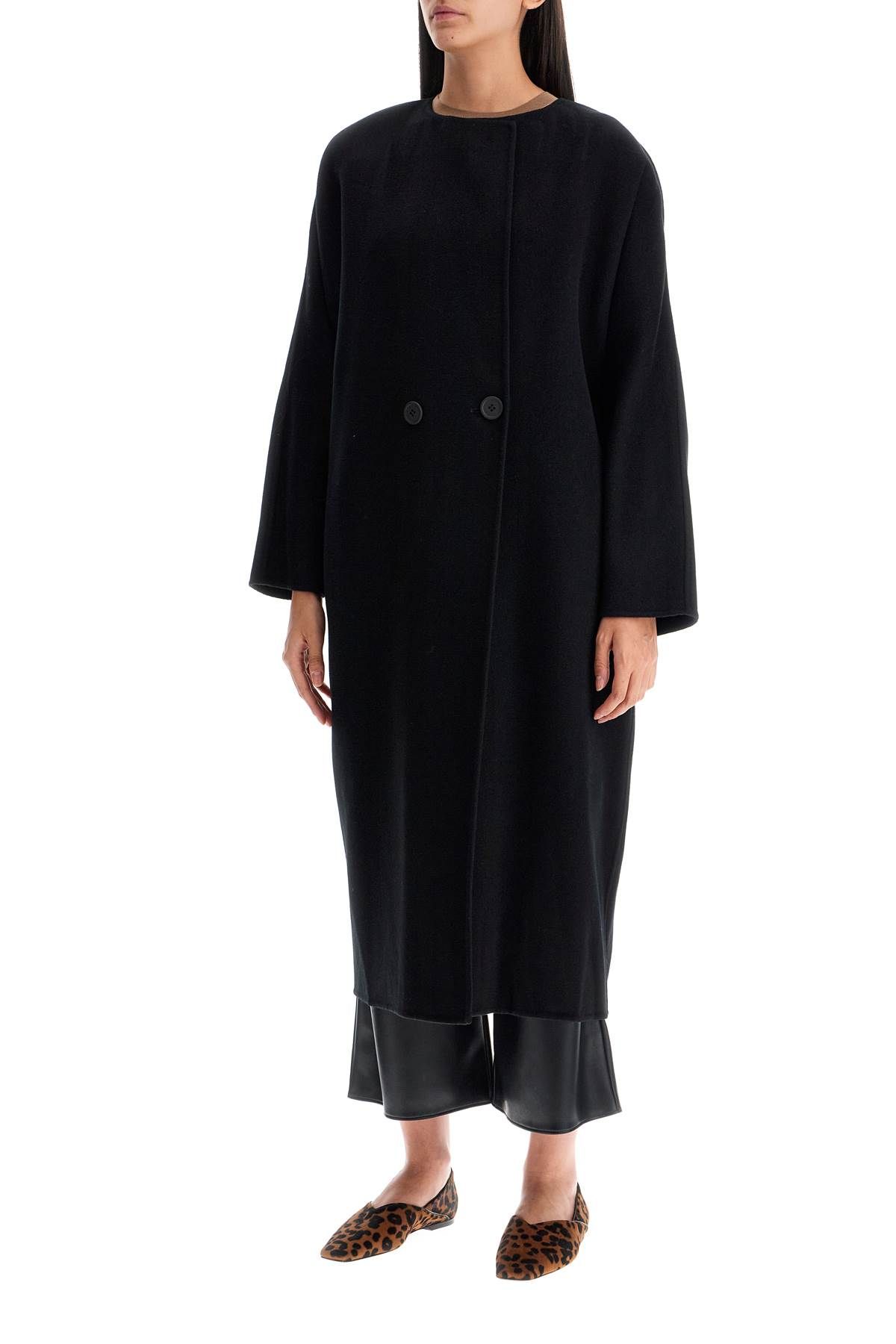 Shop Max Mara -breasted Wool Coat In Black