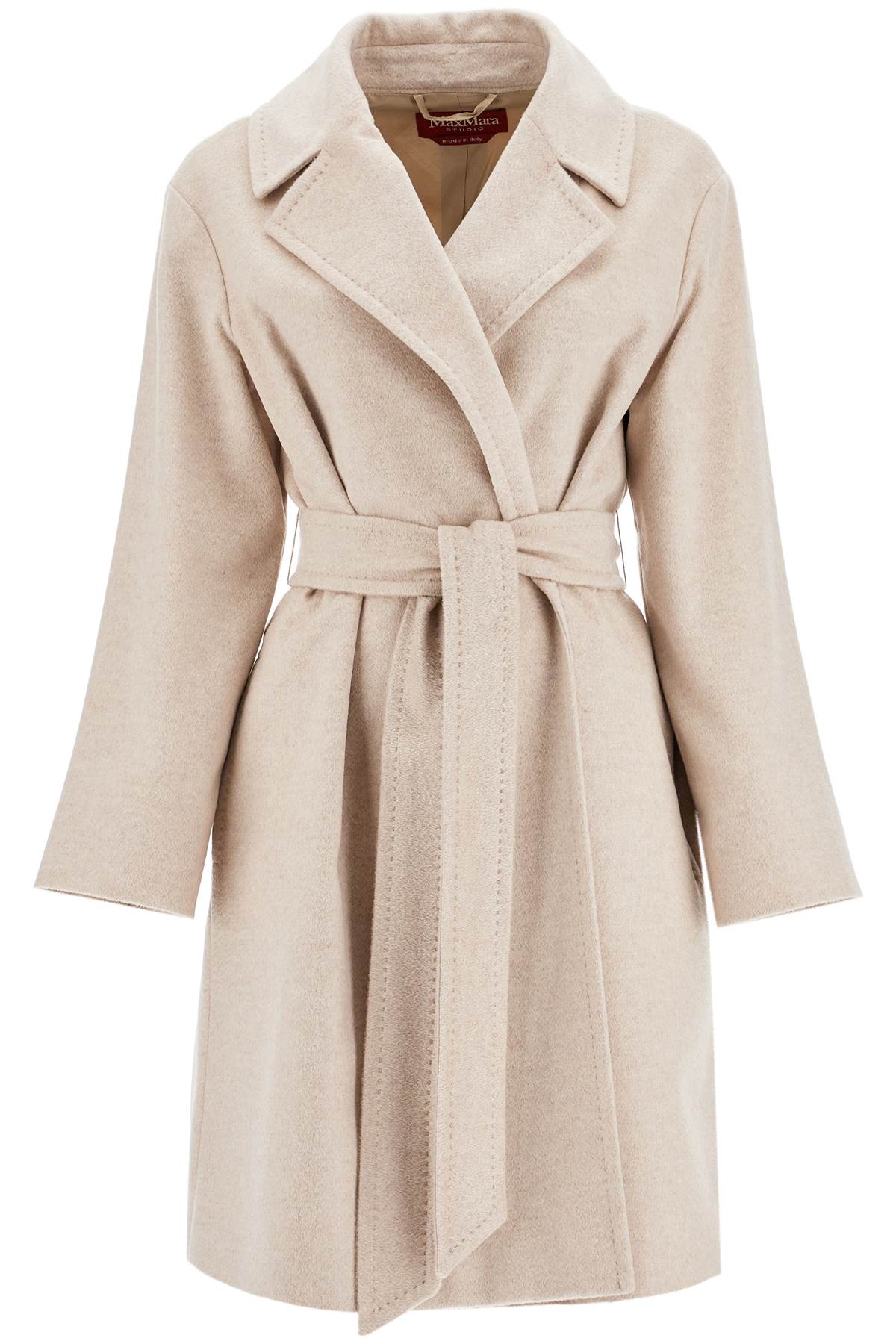 Shop Max Mara Cashmere Robe Coat With Wraparound In Neutro