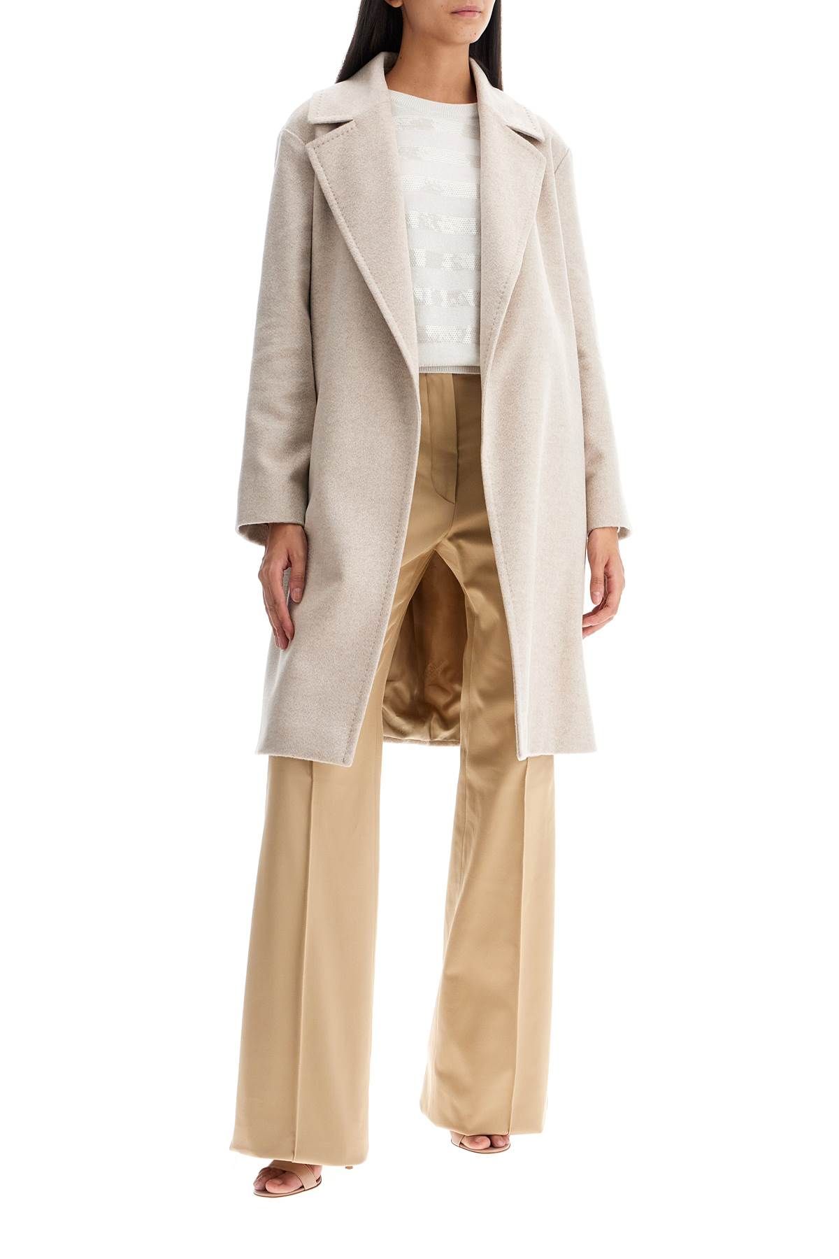 Shop Max Mara Cashmere Robe Coat With Wraparound In Neutro