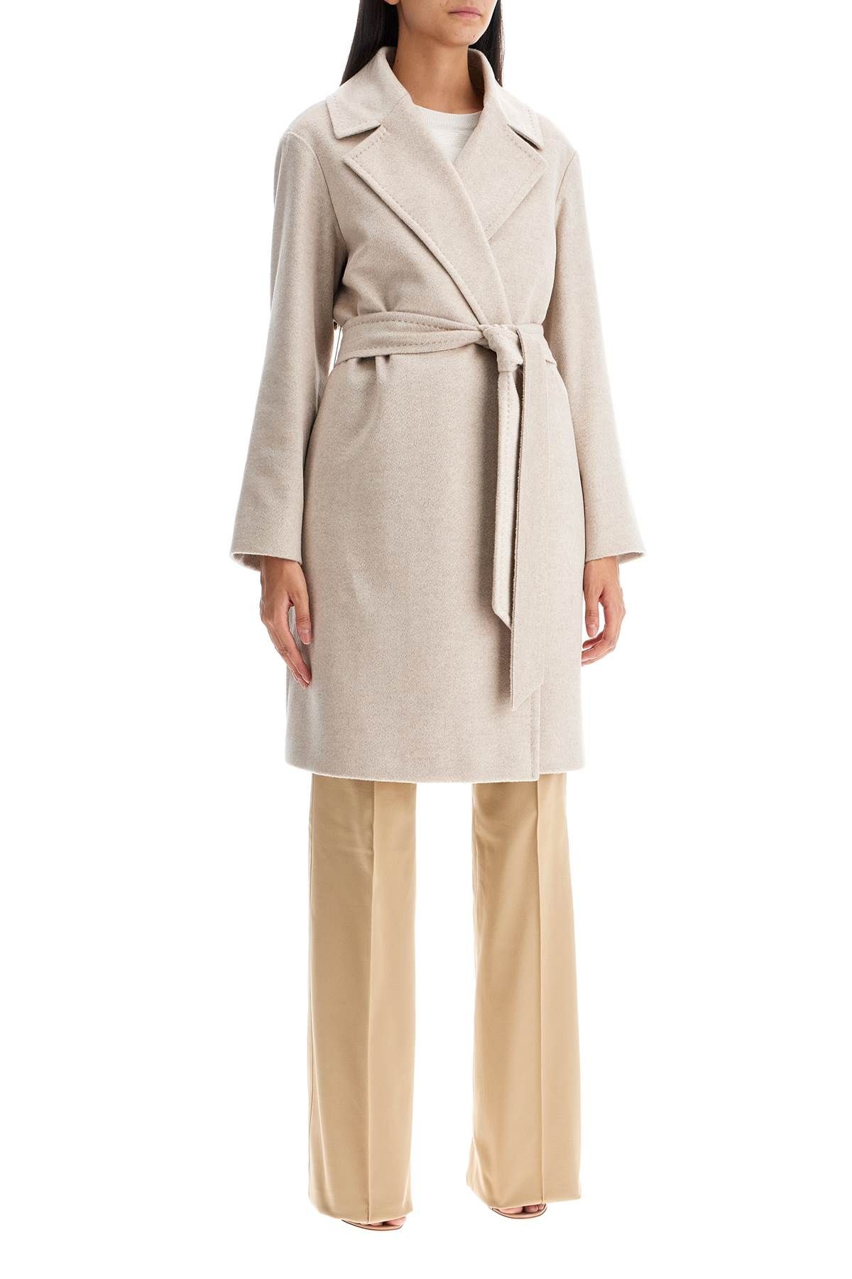 Shop Max Mara Cashmere Robe Coat With Wraparound In Neutro