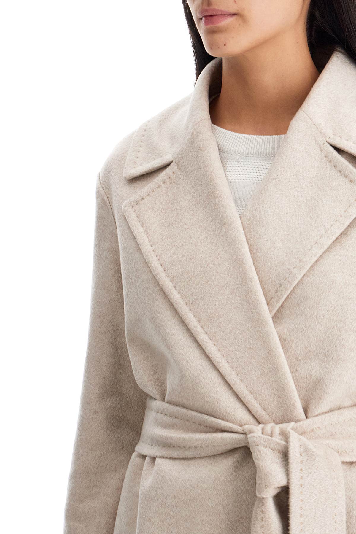 Shop Max Mara Cashmere Robe Coat With Wraparound In Neutro