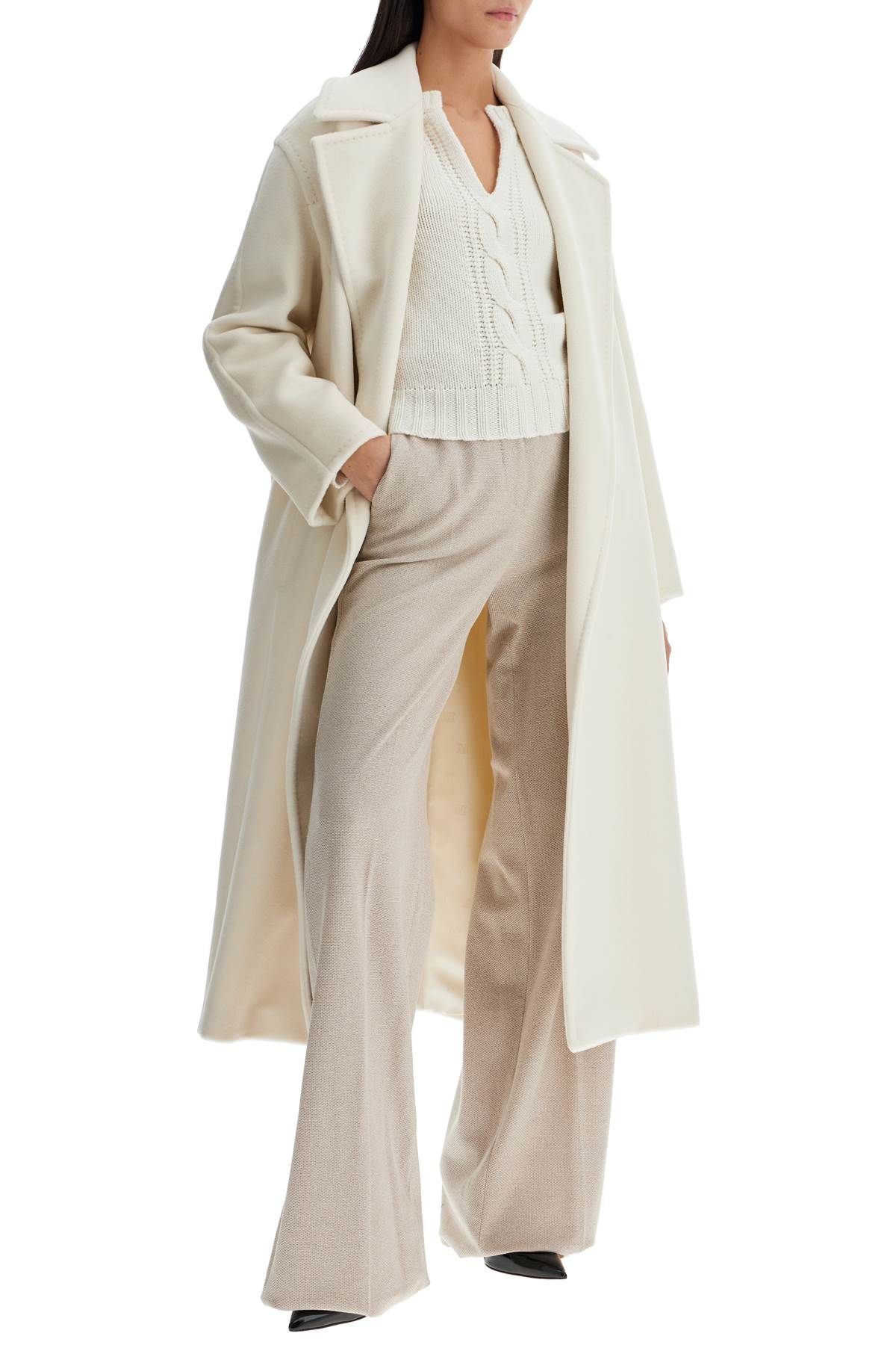 Shop Max Mara Alpaca, Wool And Cashmere Robe Coat In White