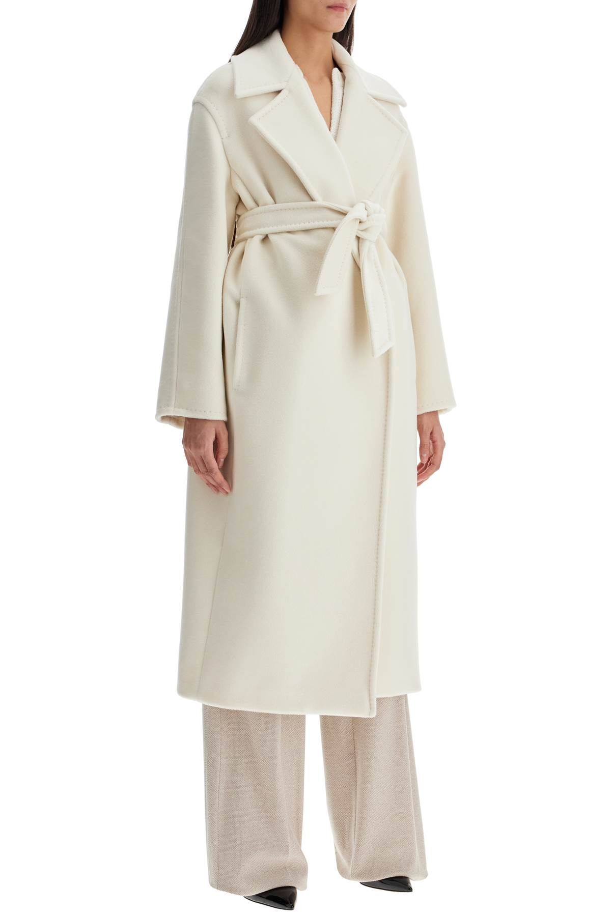 Shop Max Mara Alpaca, Wool And Cashmere Robe Coat In White