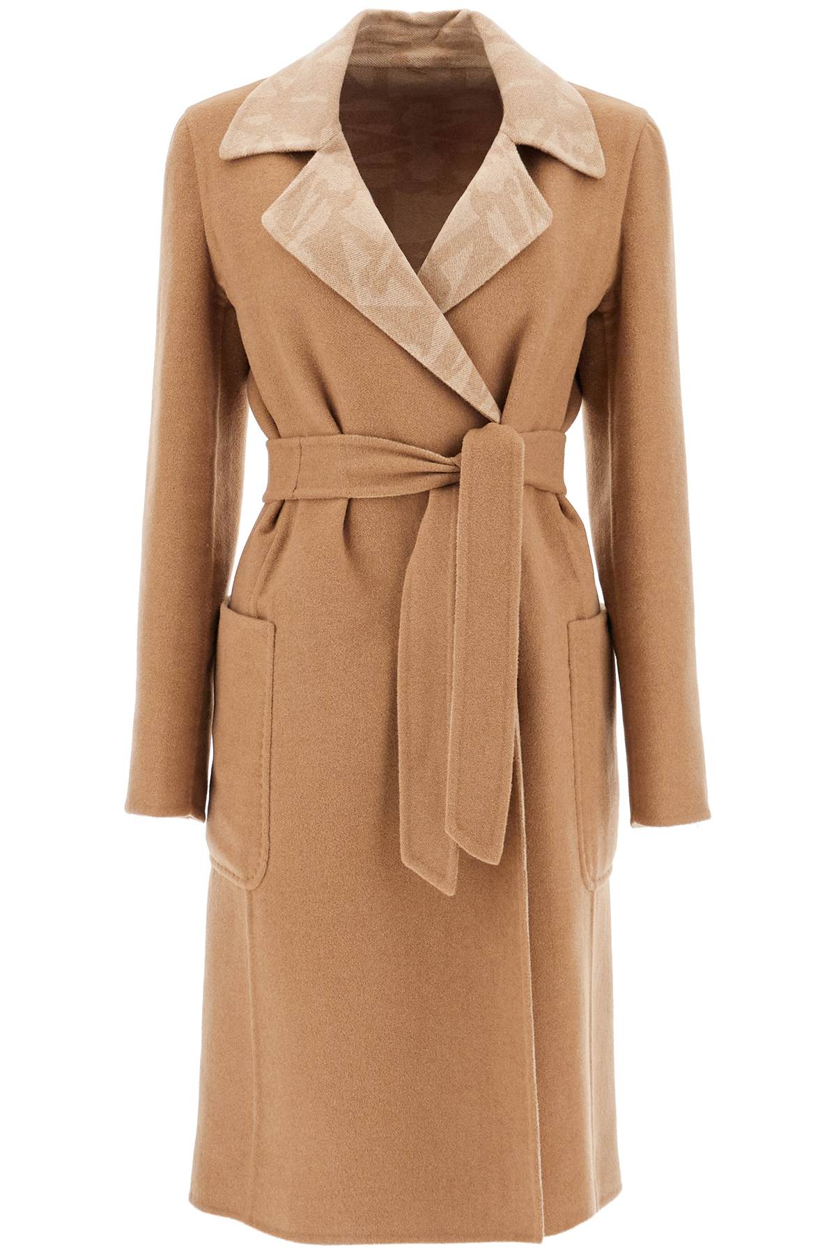 Shop Max Mara Reversible Coat With Robe 'd In Beige