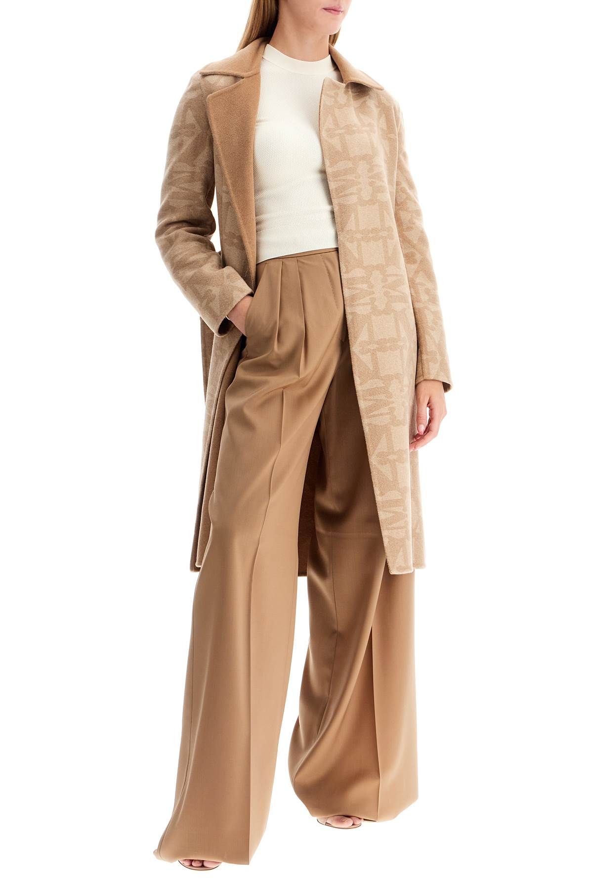 Shop Max Mara Reversible Coat With Robe 'd In Beige