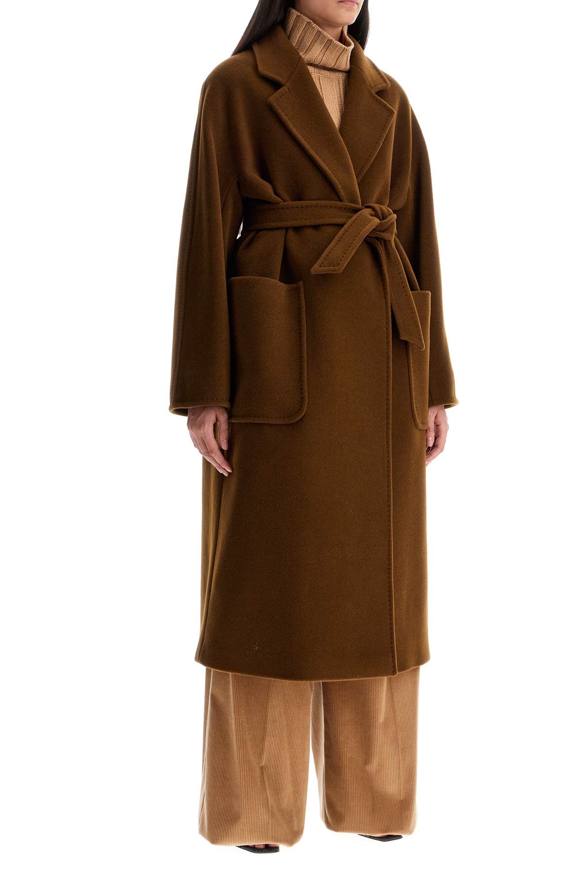 Shop Max Mara 'current' Wrap Coat In Brown