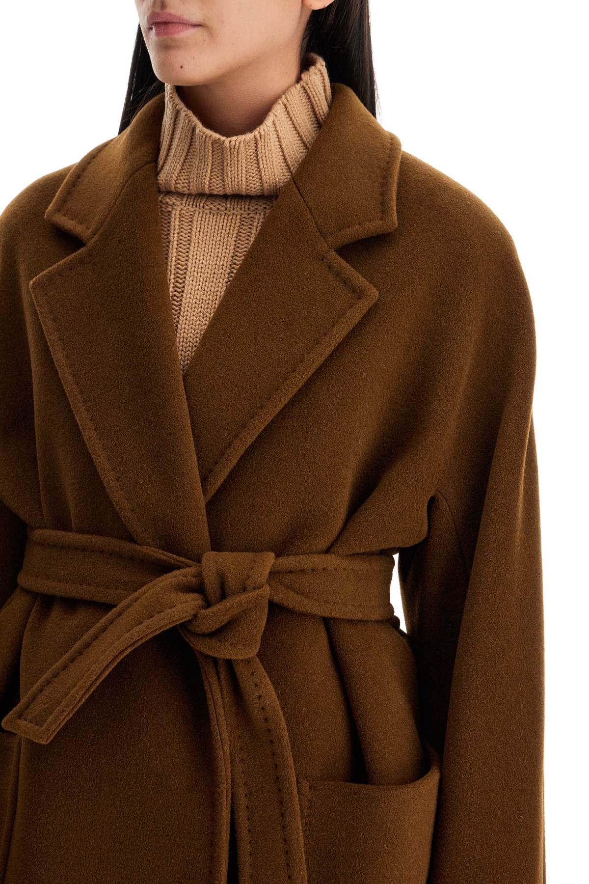 Shop Max Mara 'current' Wrap Coat In Brown