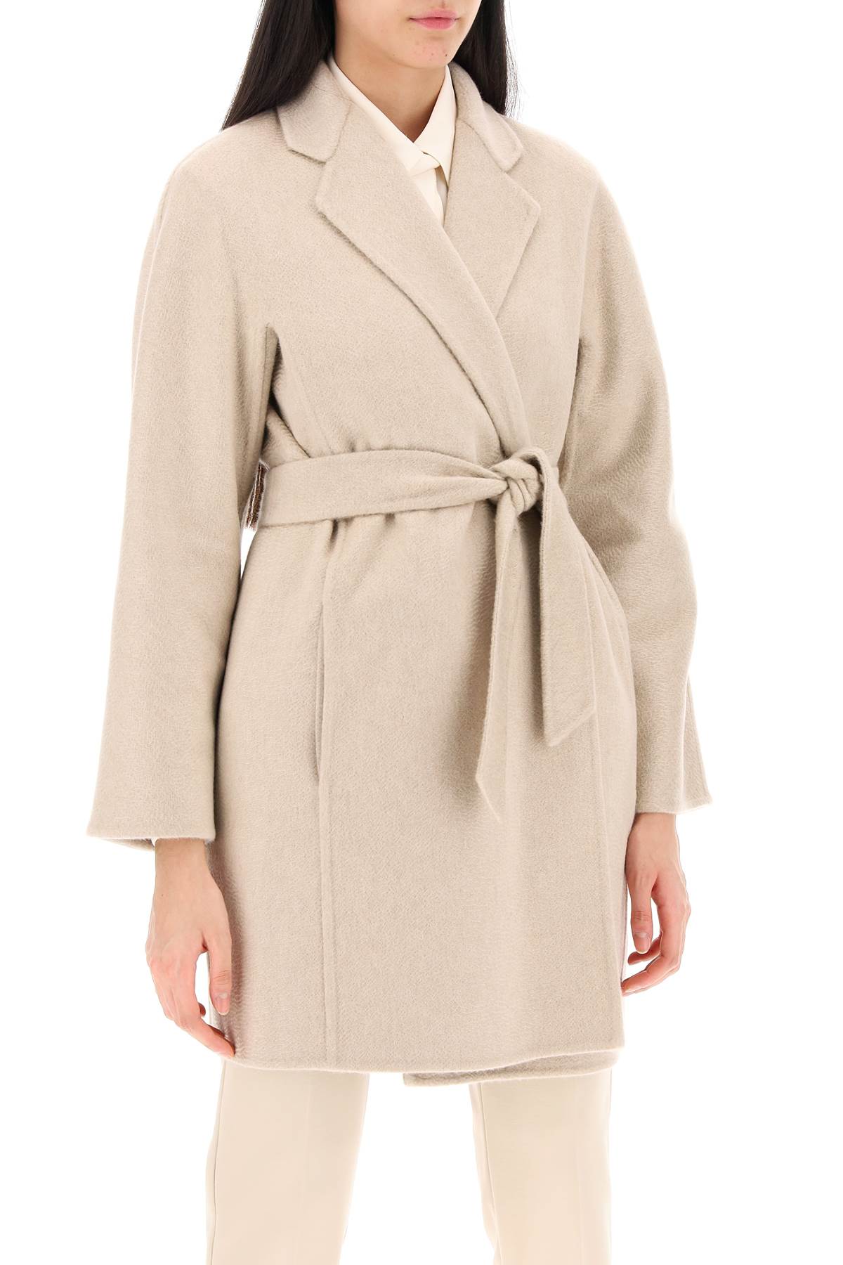 Shop Max Mara Harold Cashmere Wrap Coat In Neutro,beige