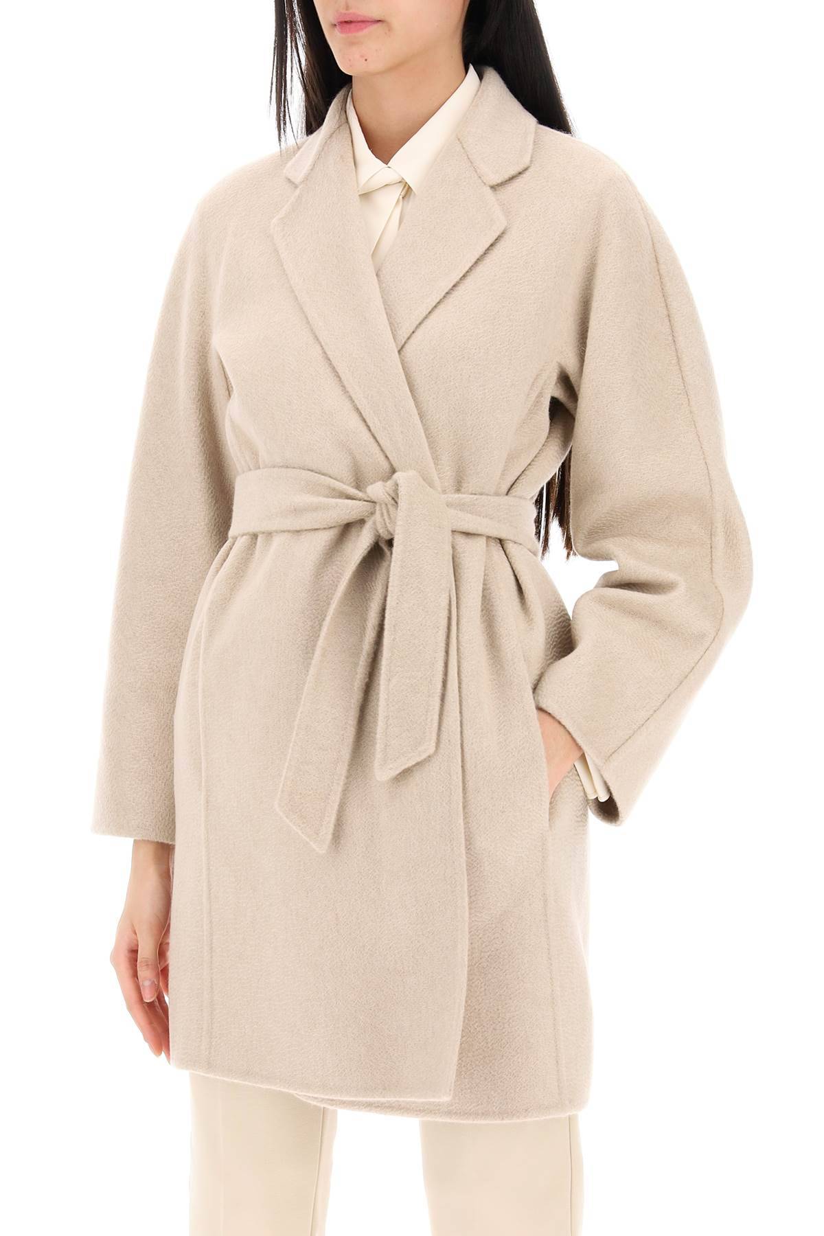 Shop Max Mara Harold Cashmere Wrap Coat In Neutro,beige