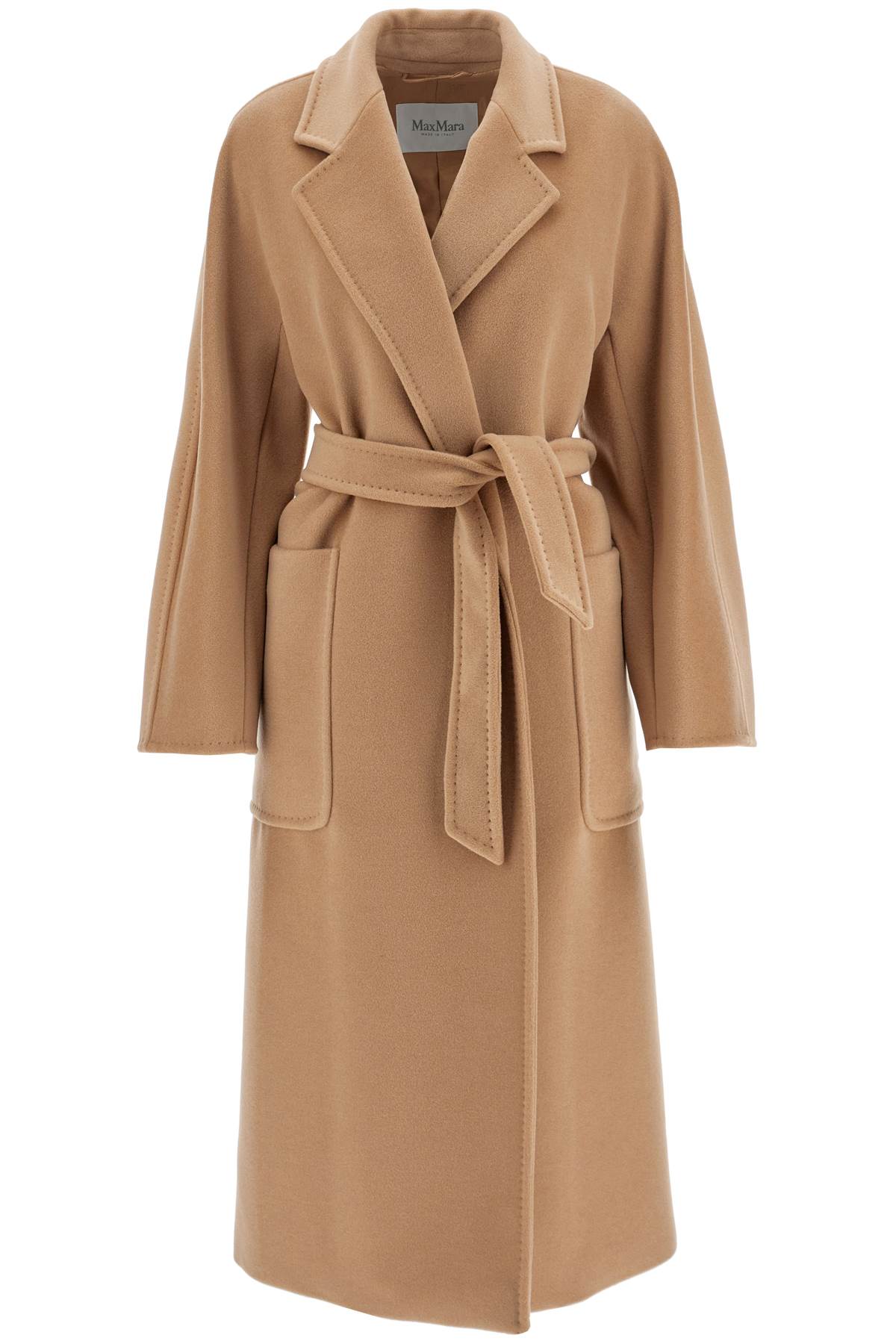 Shop Max Mara Locri Robe Coat With Wrap In Beige