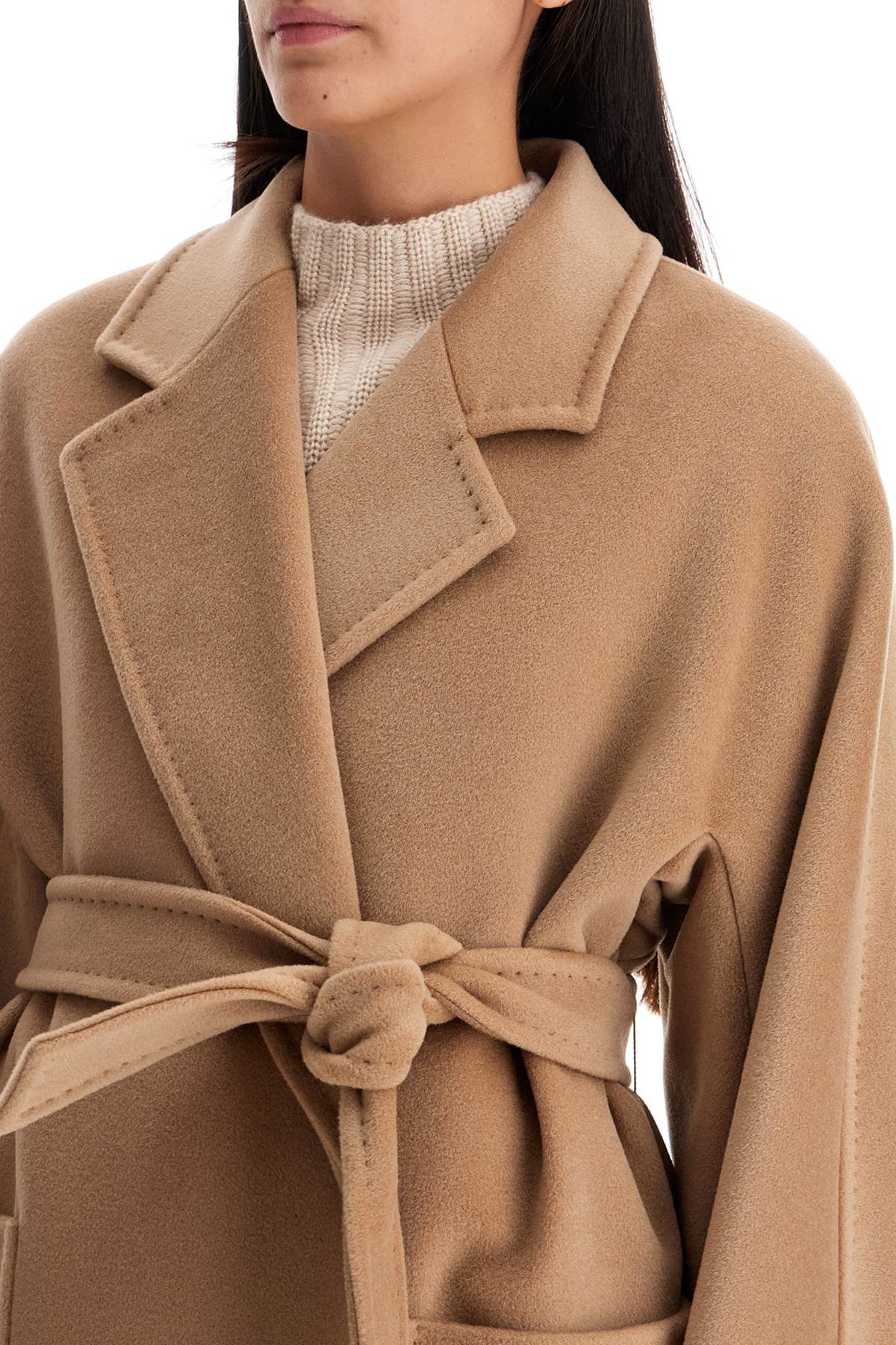 Shop Max Mara Locri Robe Coat With Wrap In Beige