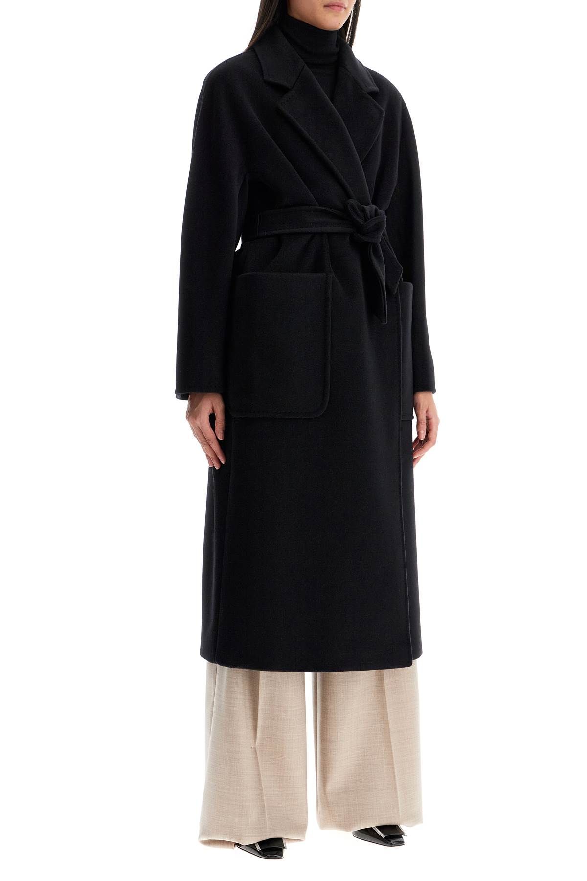 Shop Max Mara Locri Robe Coat With Wrap In Black